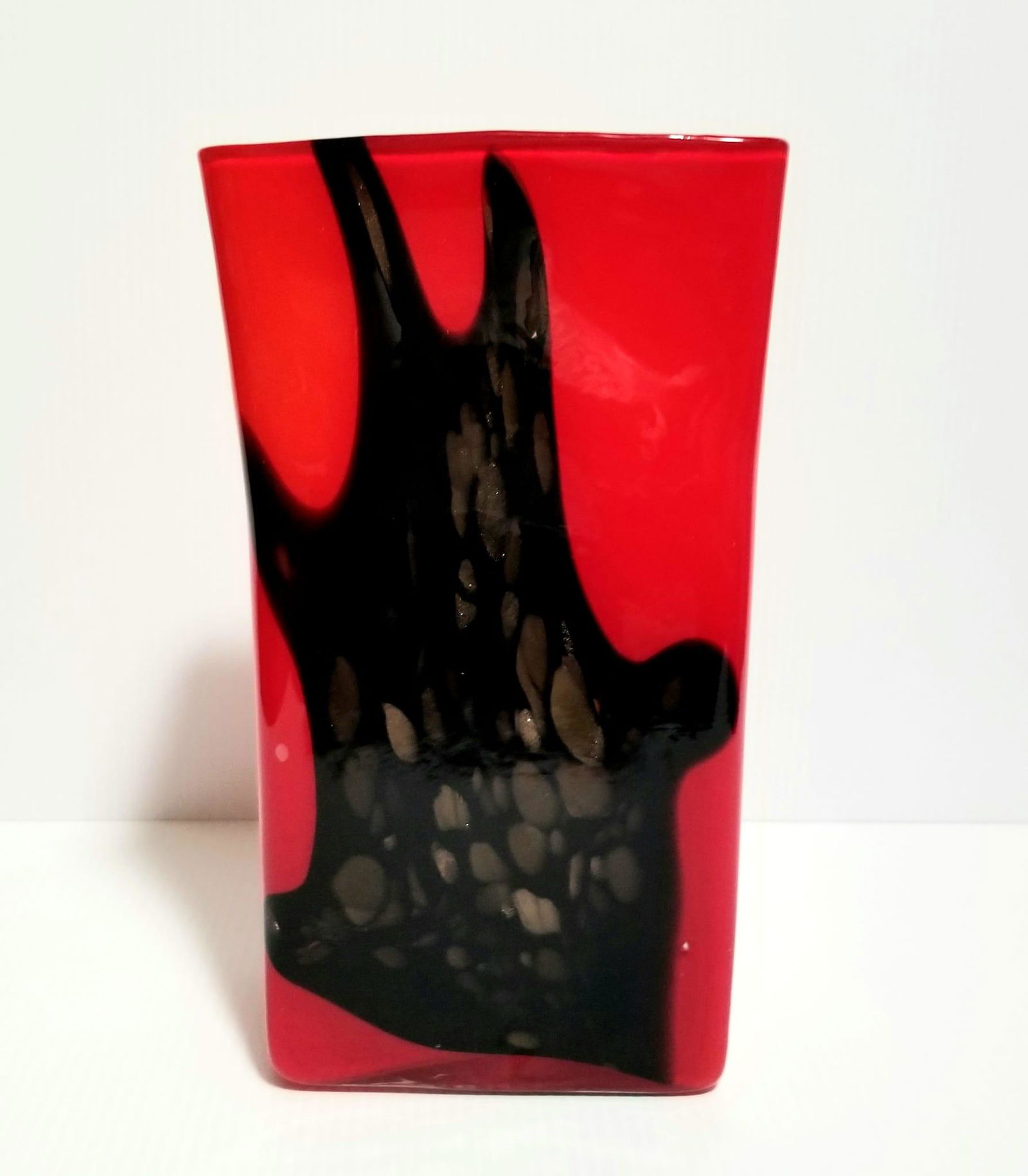 Beautiful Murano Red Black Glass Vase (1 of 6)