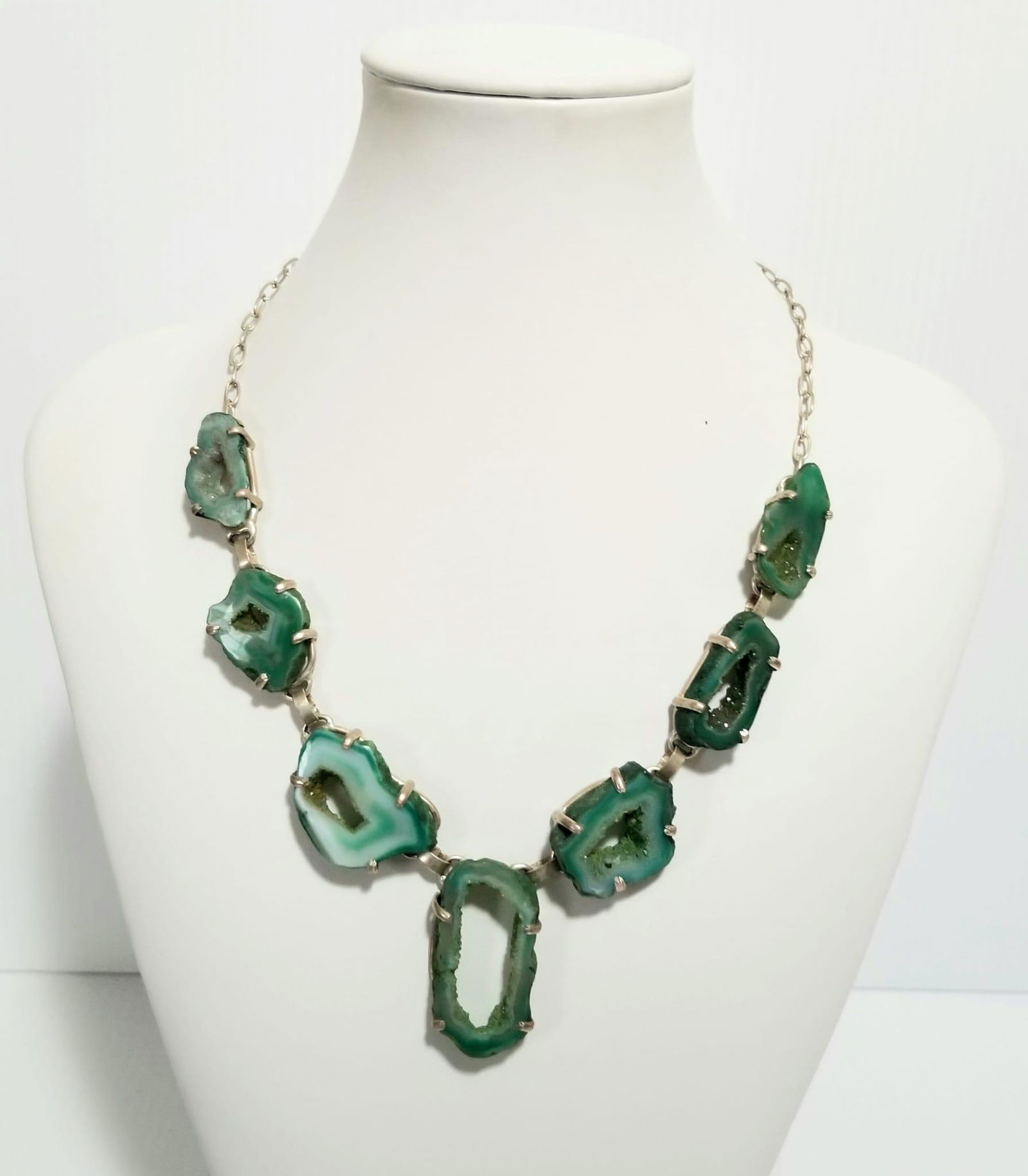 Amazing 925 Sterling Green Agate Necklace (1 of 4)