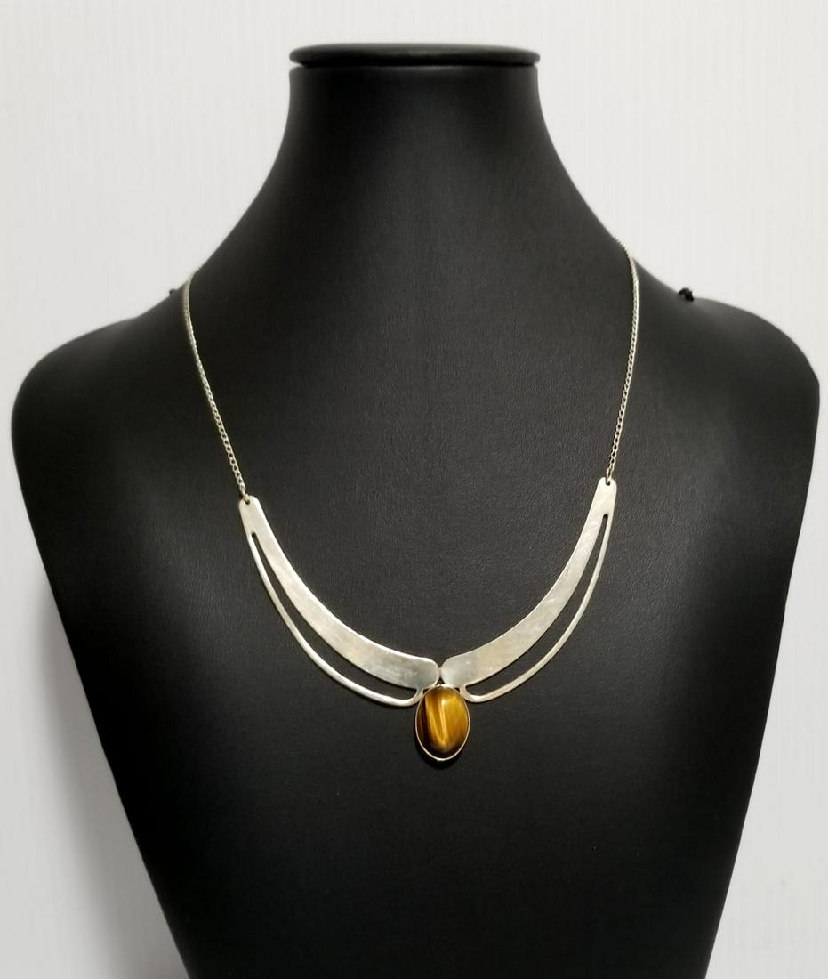 Nice 925 Sterling Tiger Eye Choker Necklace (1 of 8)