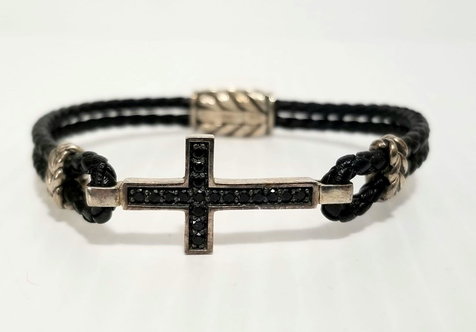 David Yurman 925 Black Sapphire Cross Bracelet (1 of 3)