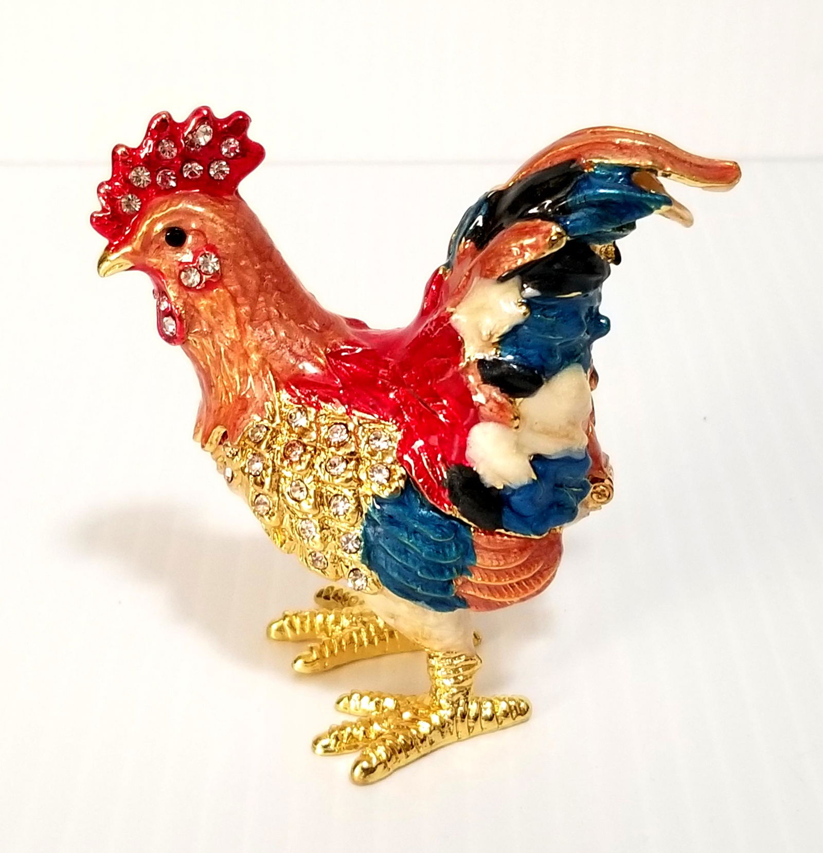 Amazing Enamel Rhinestones Rooster Trinket Box (1 of 6)