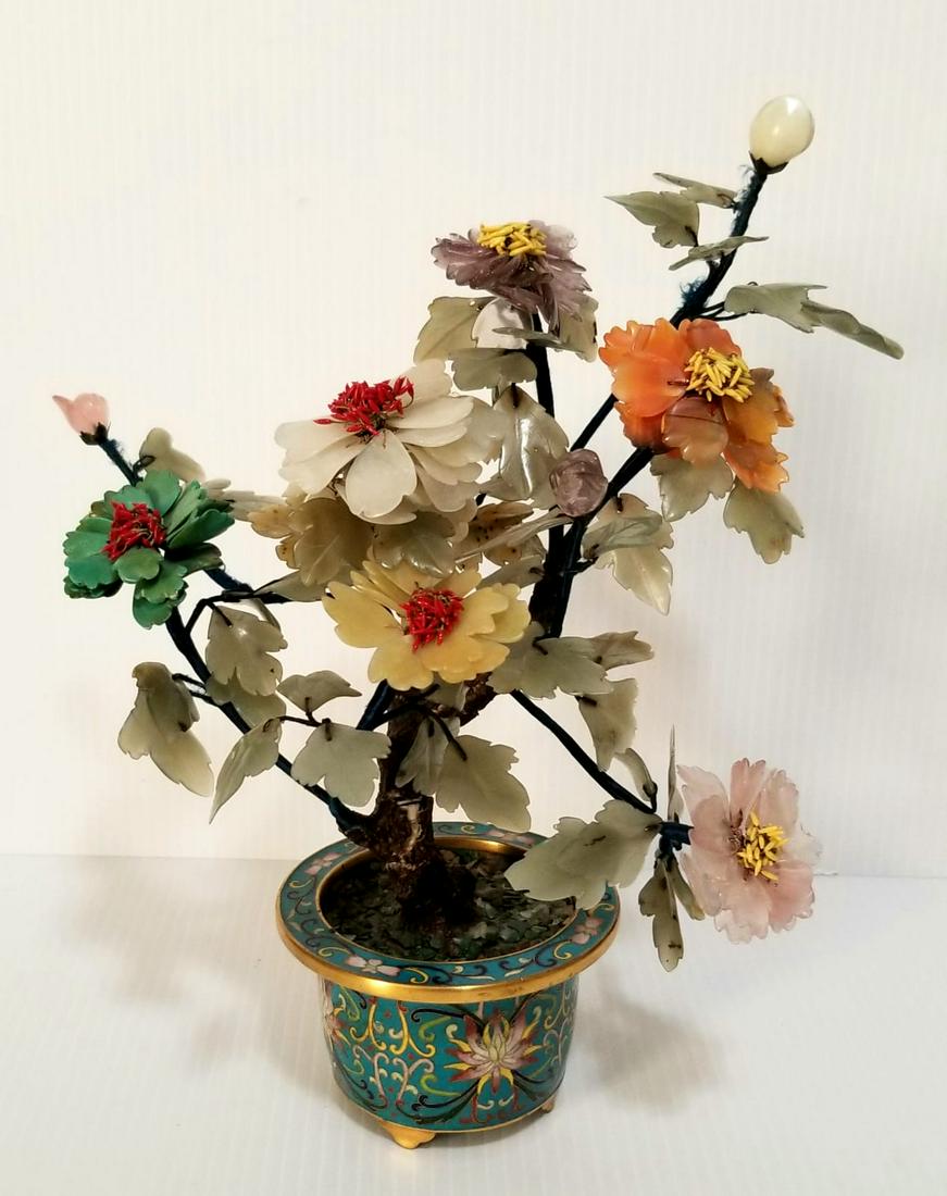 Amazing Chinese Jade Tree Cloisonne Pot (1 of 8)