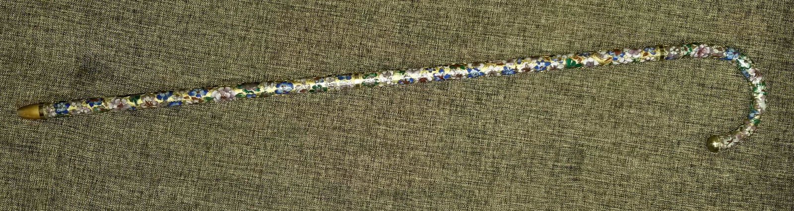 Amazing Chinese Cloisonne Flowers Walking Stick (1 of 5)