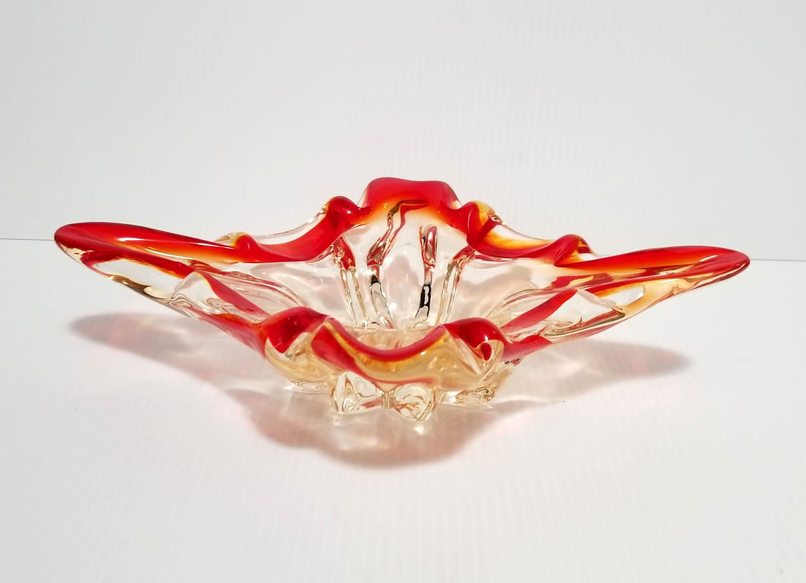 Large Murano Red & Clear Ashtray (1 of 4)