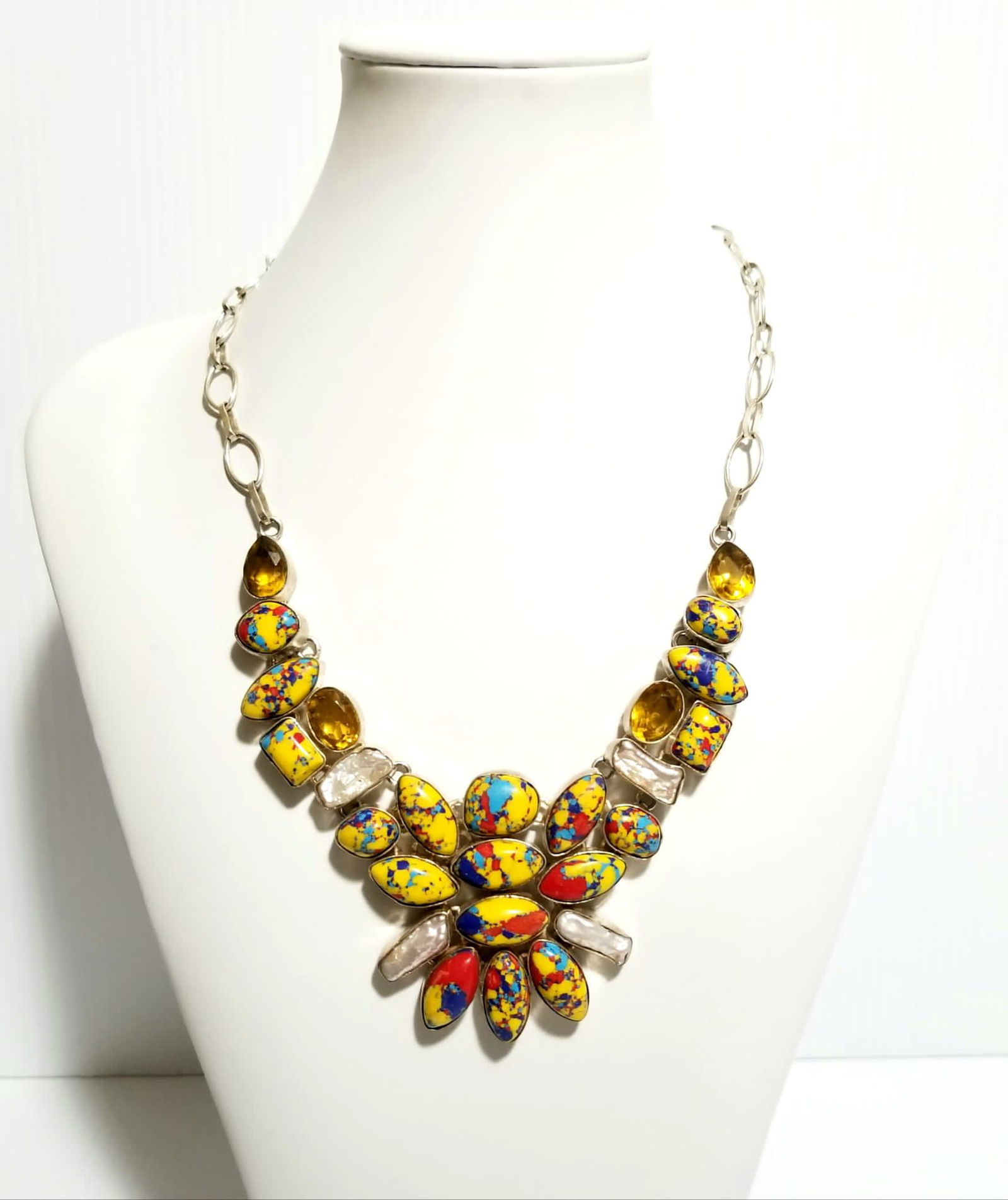 Amazing 925 Sterling Multicolor Stones Necklace (1 of 5)
