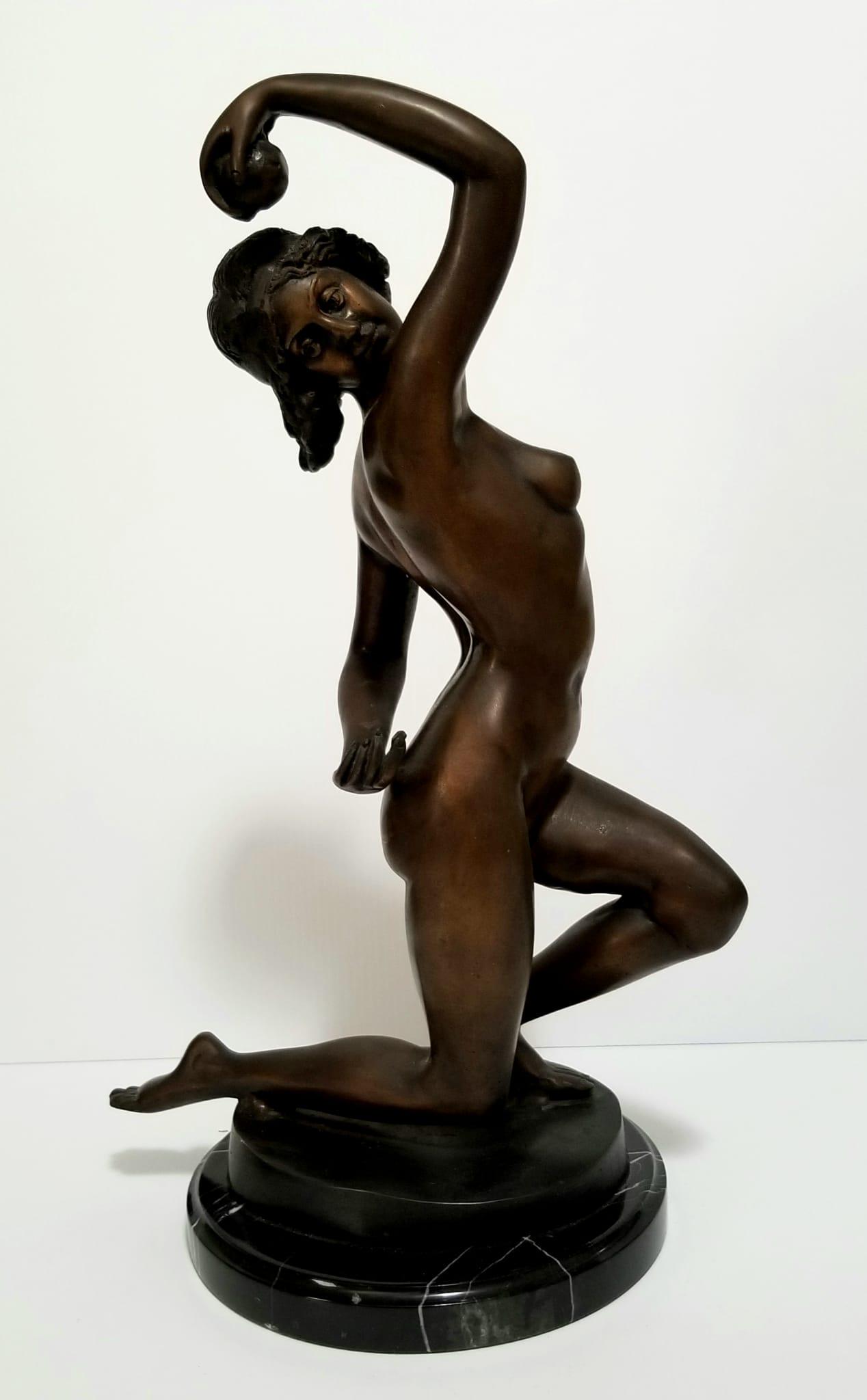Amazing Lady with Ball Bronze Sculpture (1 of 5)