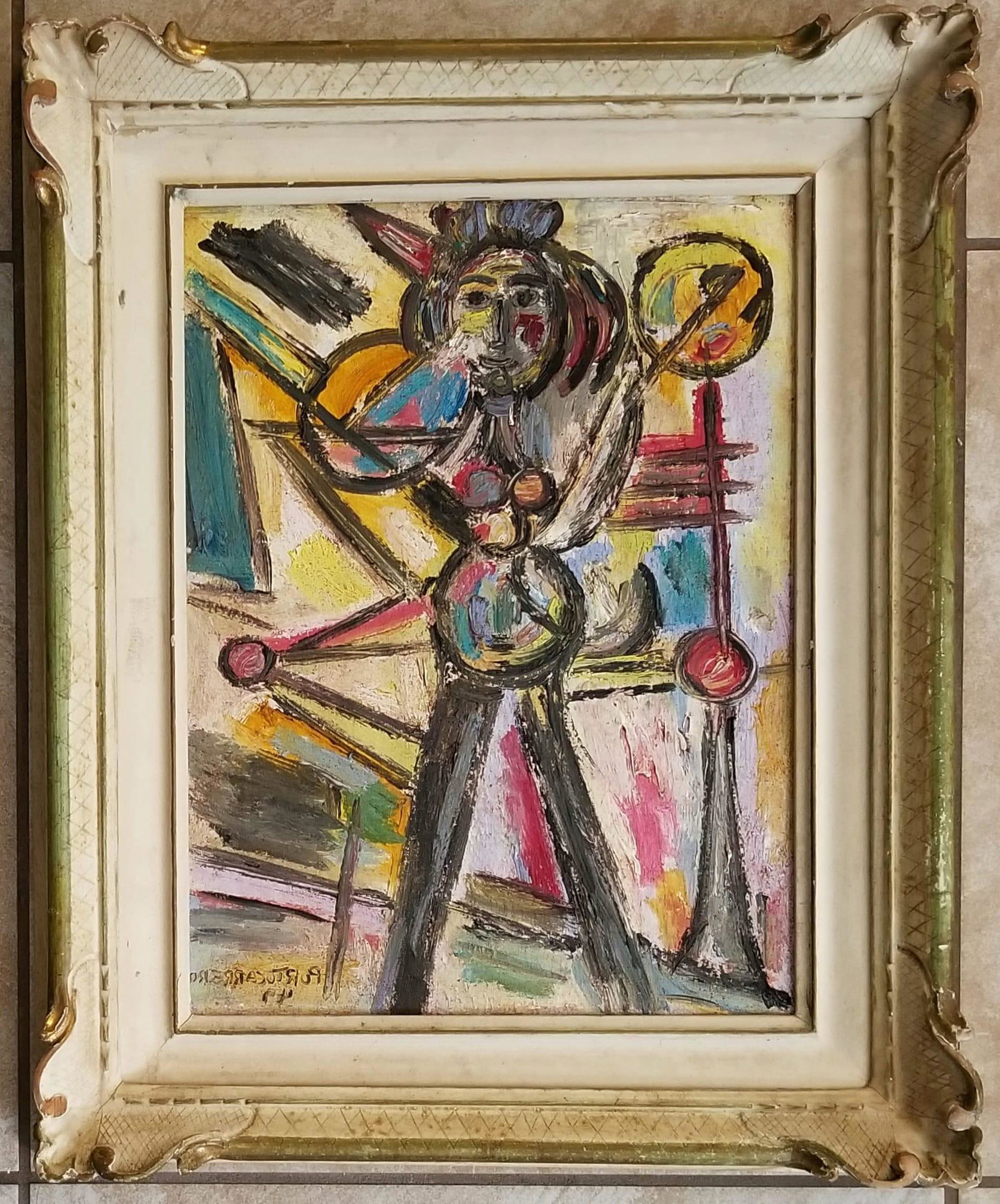 Rene Portocarrero 1949 Oil Canvas: Attributed to Rene Portocarrero, it does not have a COA. Medium: oil canvas. 21 x 17 inche. Provenance: private owner. Biograph: 1912 - 1985. Rene Portocarrero was a Cuban artist born in the neighborh