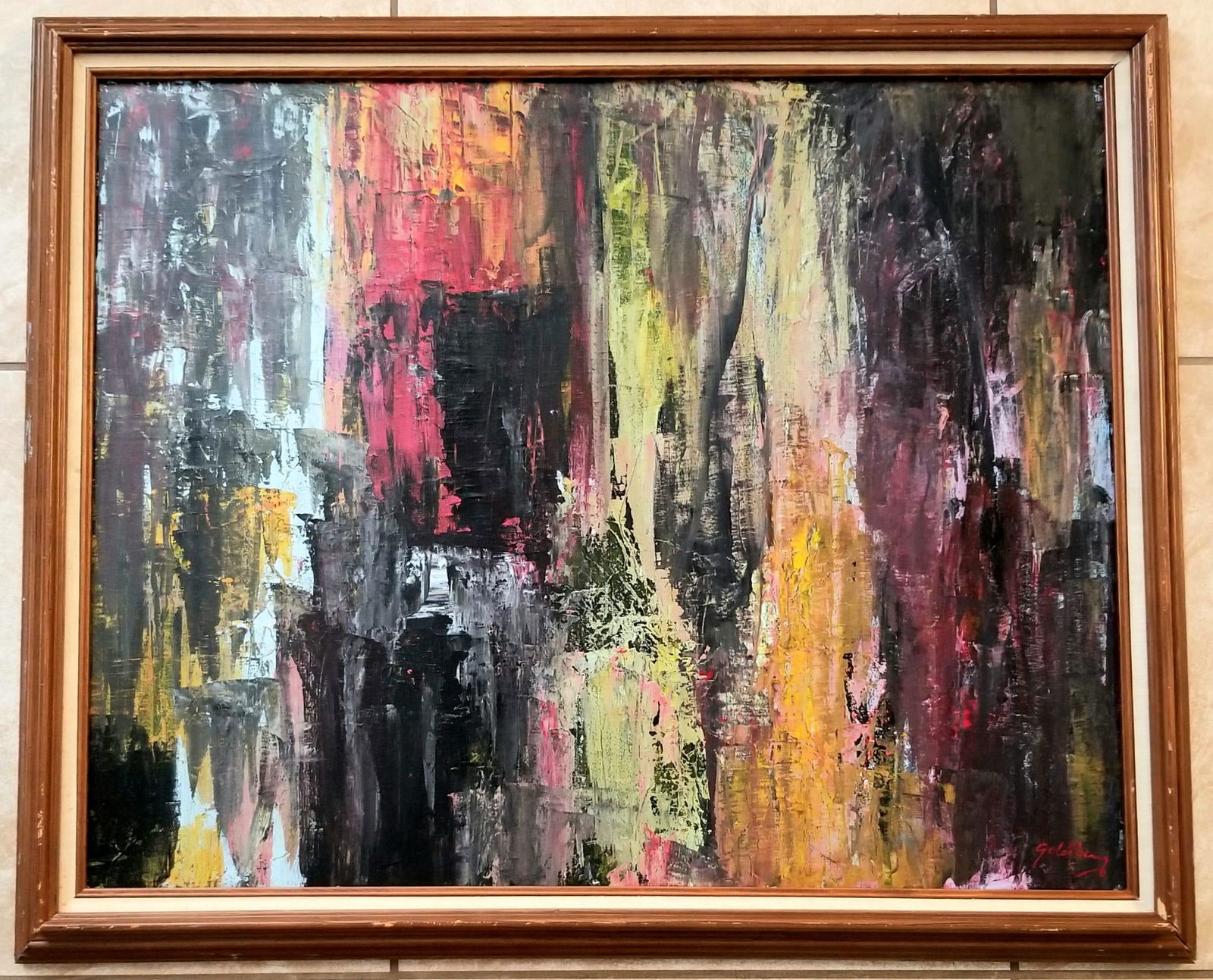 Amazing Michael Goldberg Abstract Oil Canvas (1 of 2)