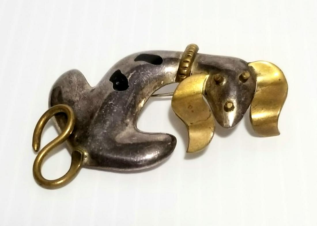 Nice Taxco Mexico 925 Sterling Dog Pin Brooch (1 of 5)
