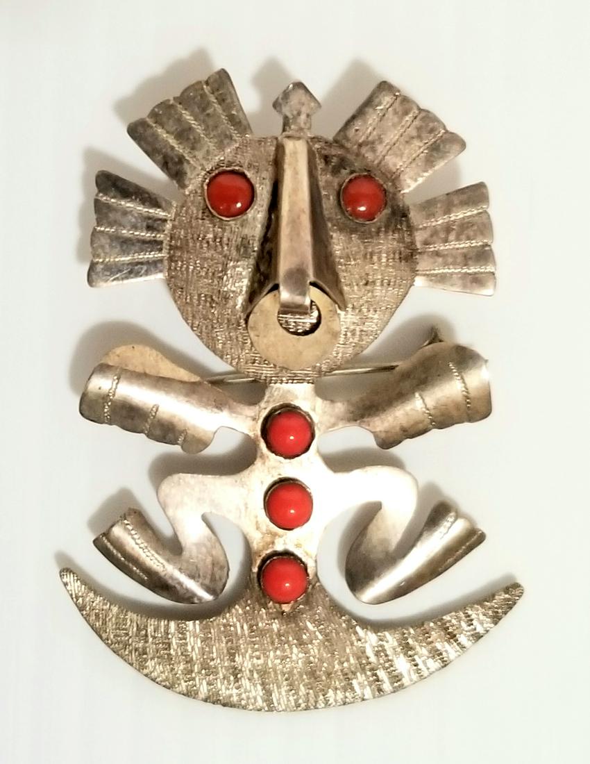 Nice 900 Sterling Ecuador Red Stones Pin Brooch (1 of 4)