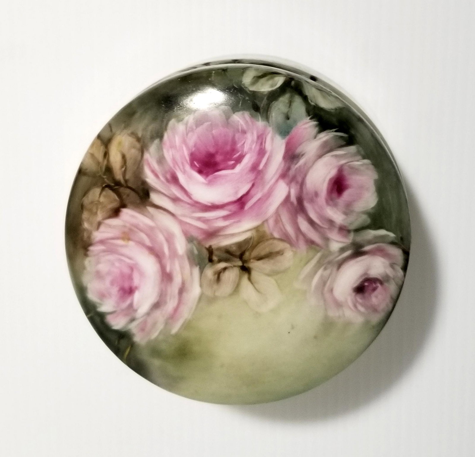 Amazing Hand Painted Flowers Box: Beautiful hand painted flowers box, Maria I De Hernandez porcelain box 1977, 3 x 4 7/8 inches round
