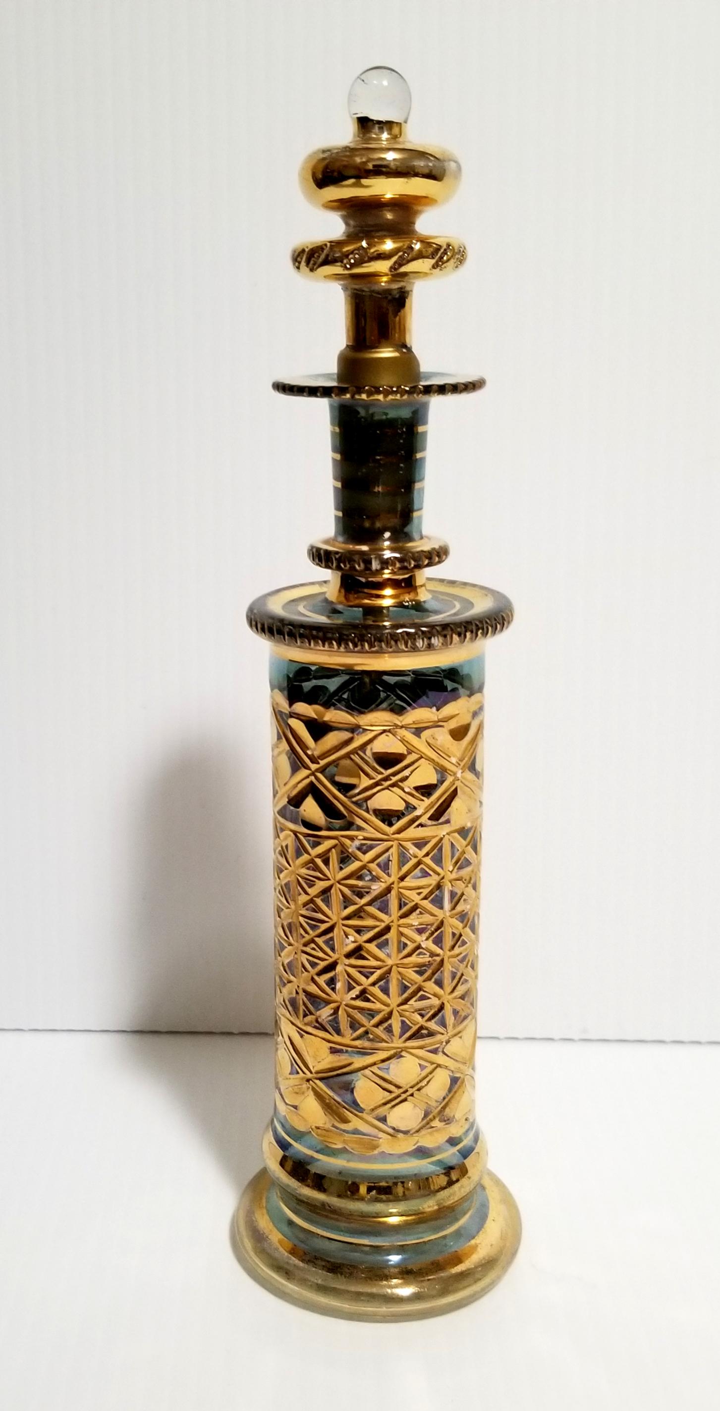 Amazing Crystal Cut Green Perfume Bottle (1 of 4)