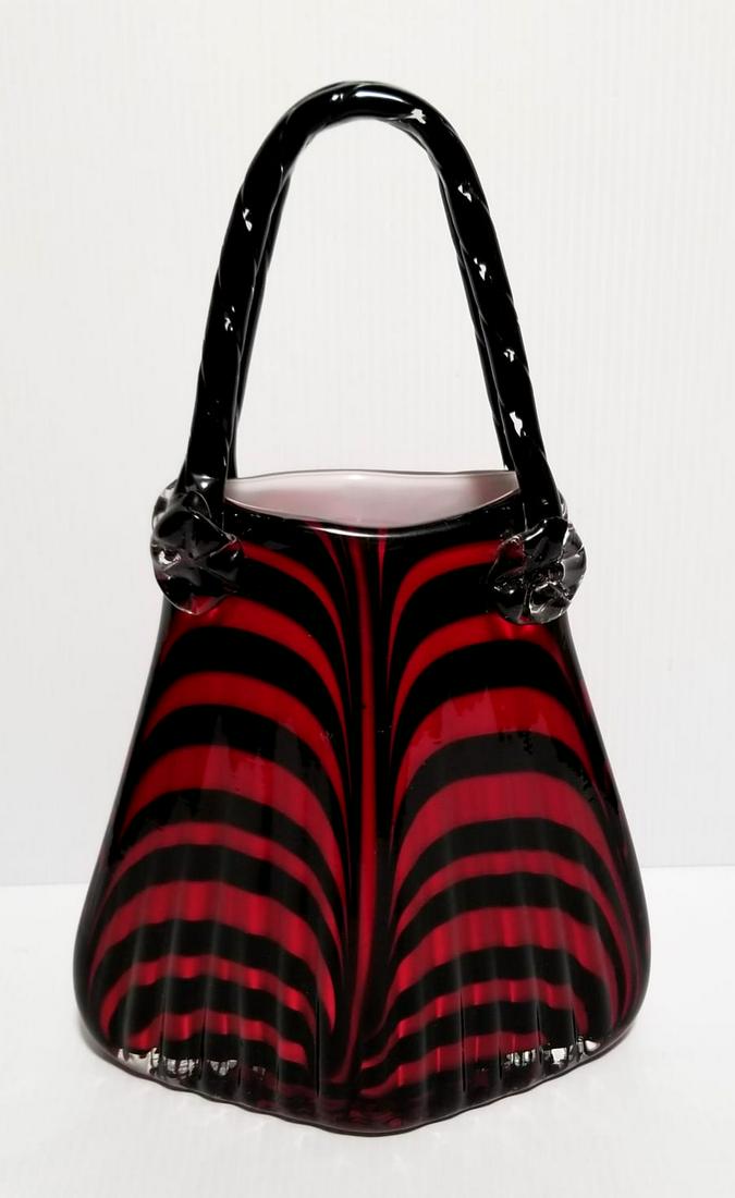 Nice Murano Art Glass Red Black Vase (1 of 6)
