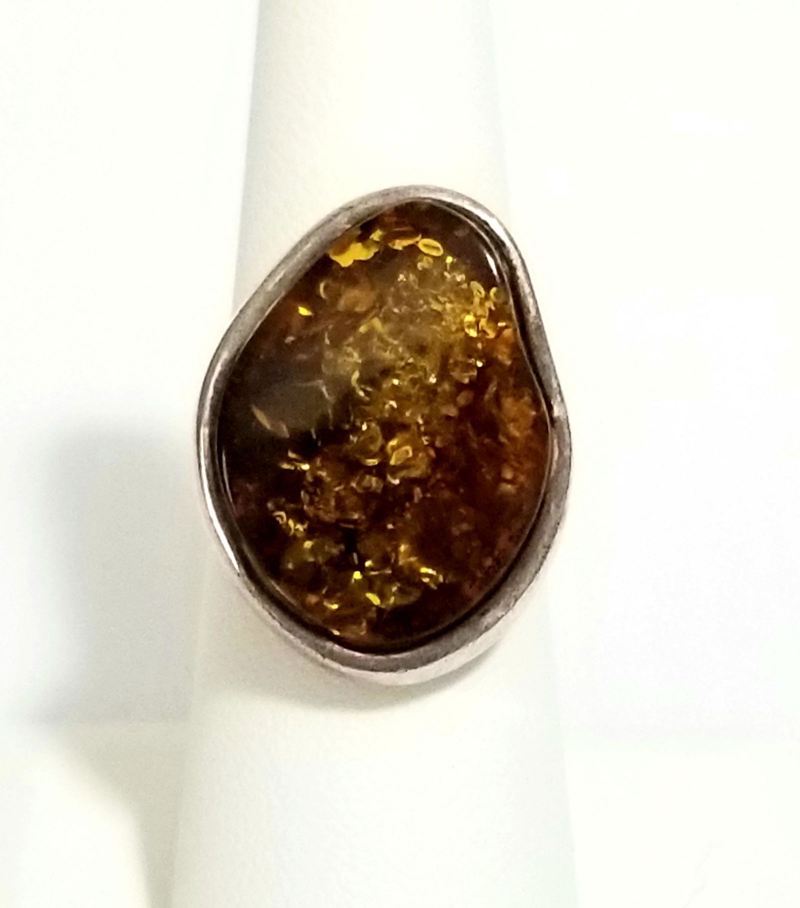 Amazing 925 Sterling Silver Amber Ring (1 of 5)