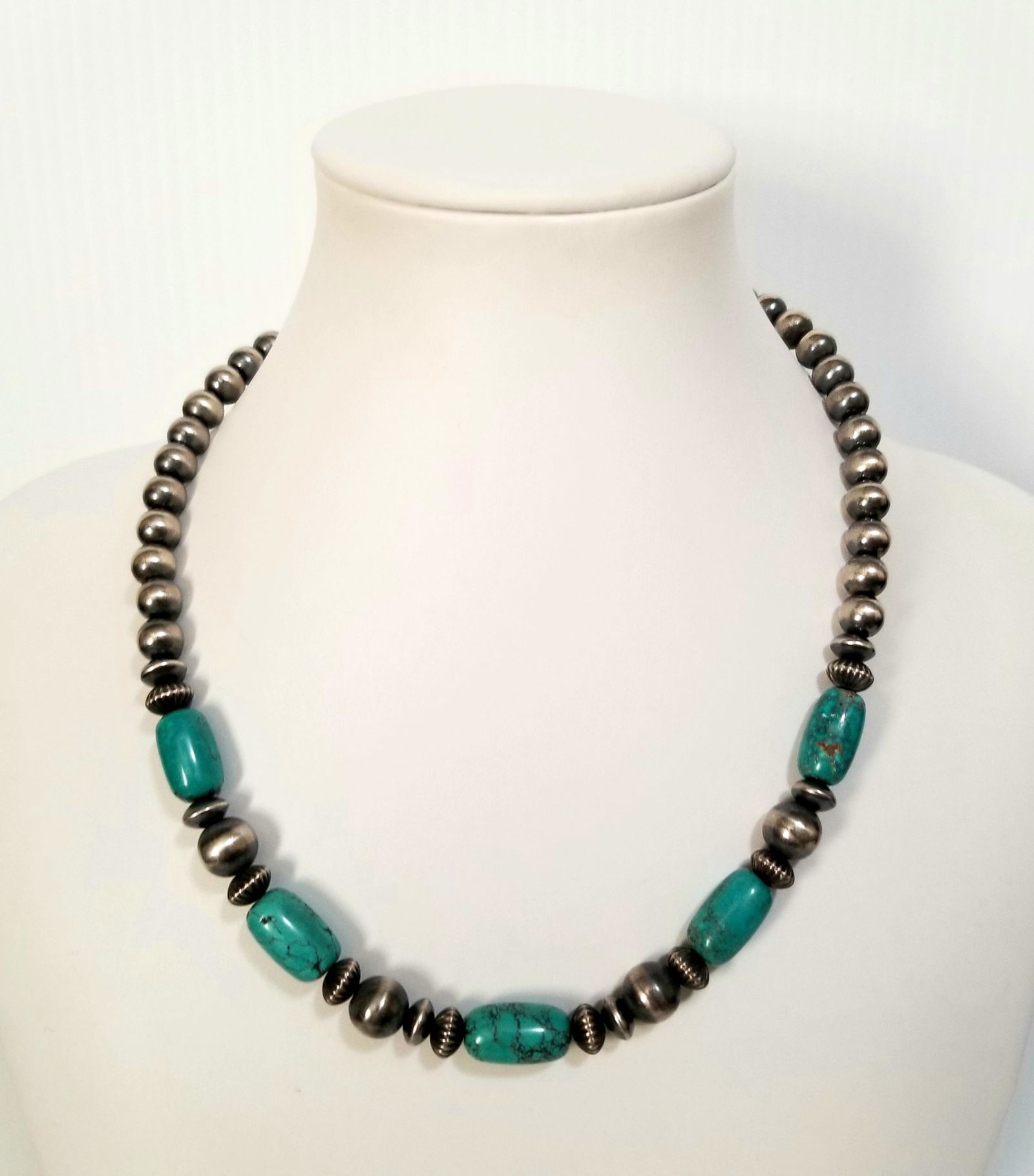 Vintage Sterling Bilagaana Green Turquoise Necklace (1 of 6)