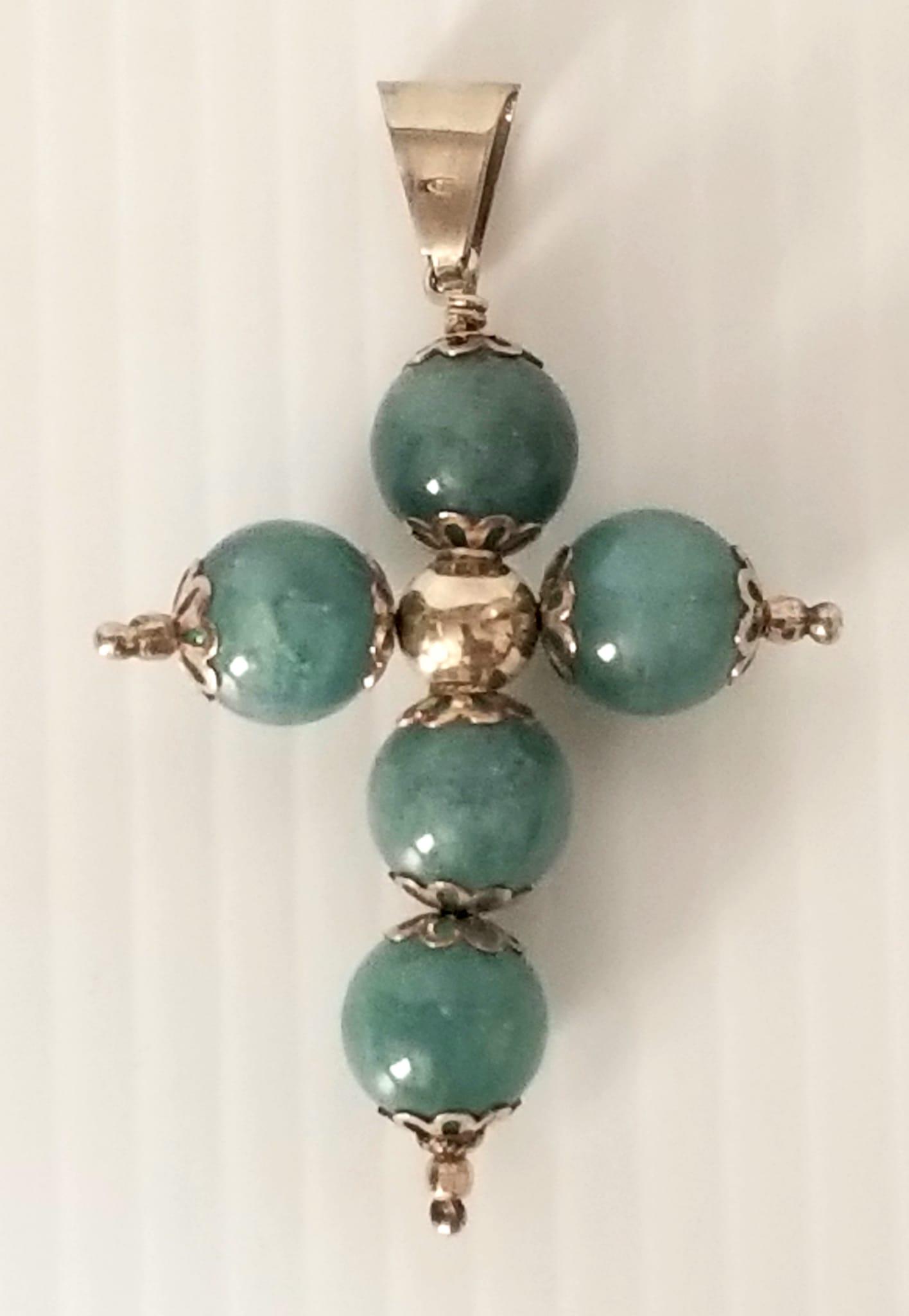 Amazing 925 Sterling Green Stone Cross Pendant (1 of 3)