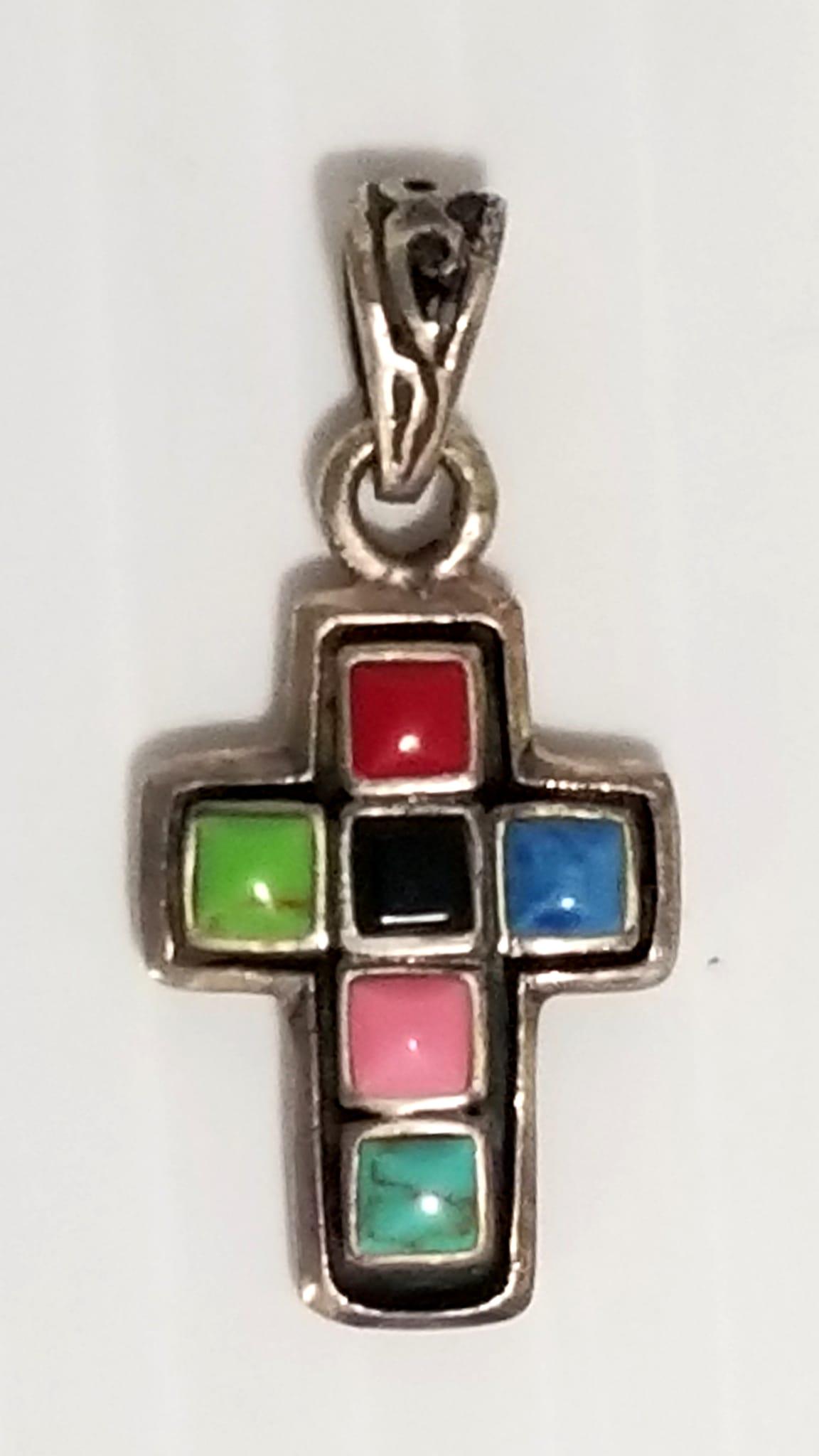 Nice 925 HS Natural Stone Cross Pendant (1 of 4)