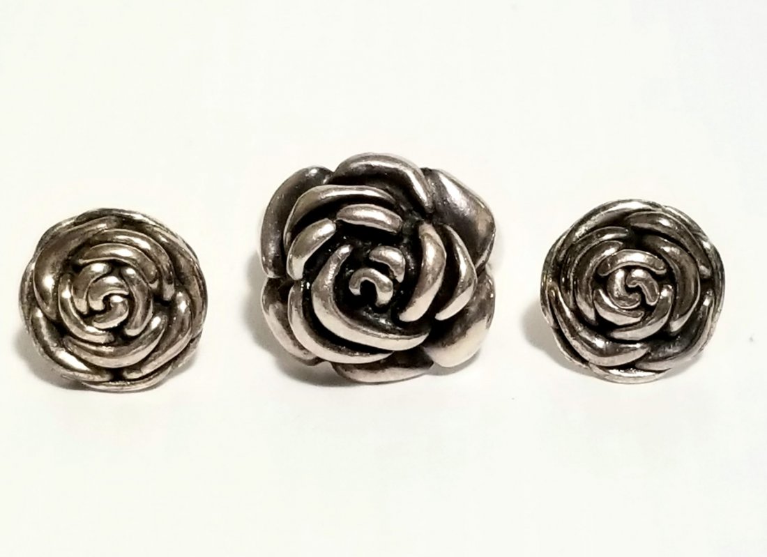 Amazing 925 Flower Earrings & Ring Set (1 of 4)