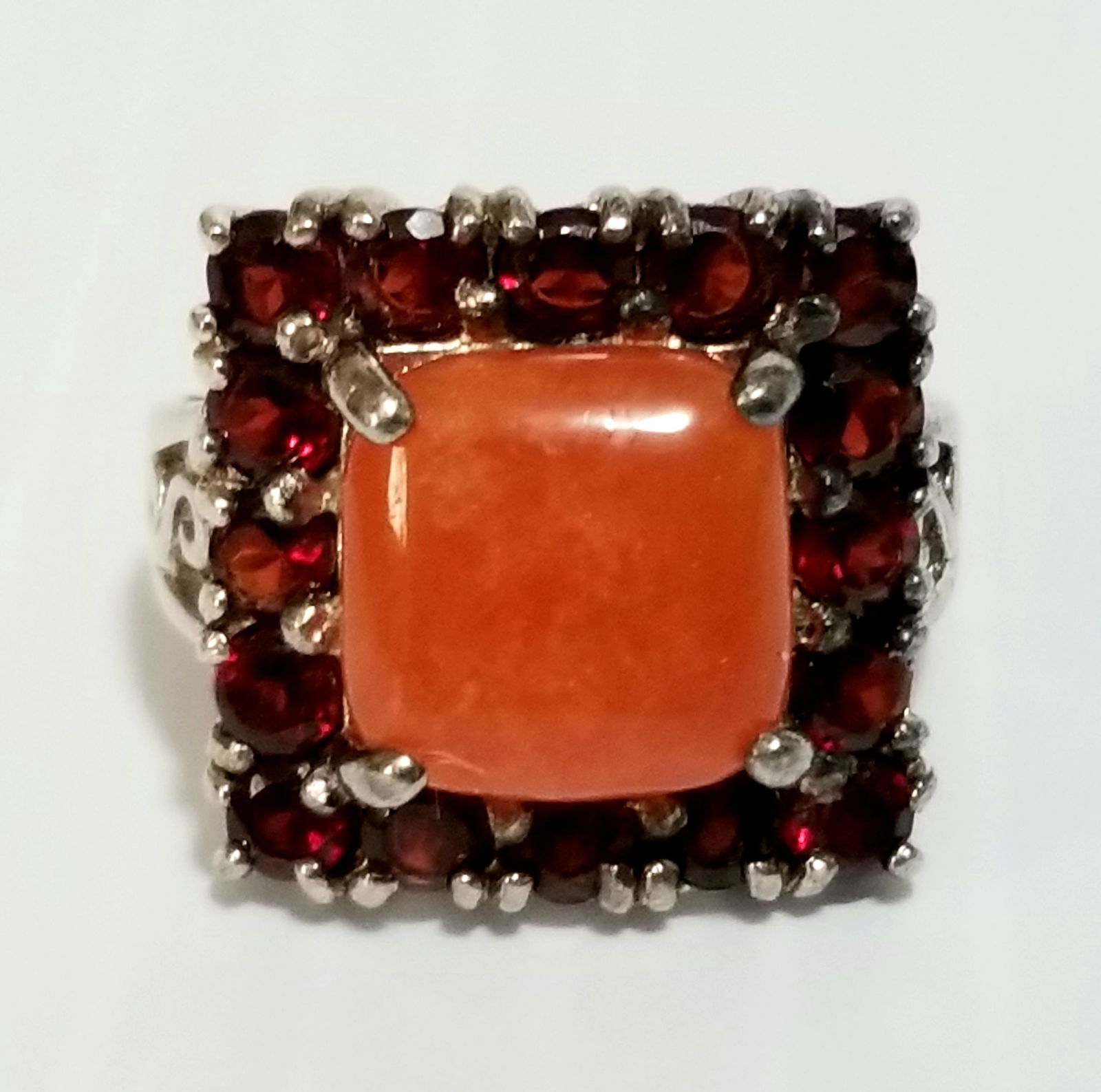 Amazing 925 Sterling Silver Red & Orange Ring (1 of 7)