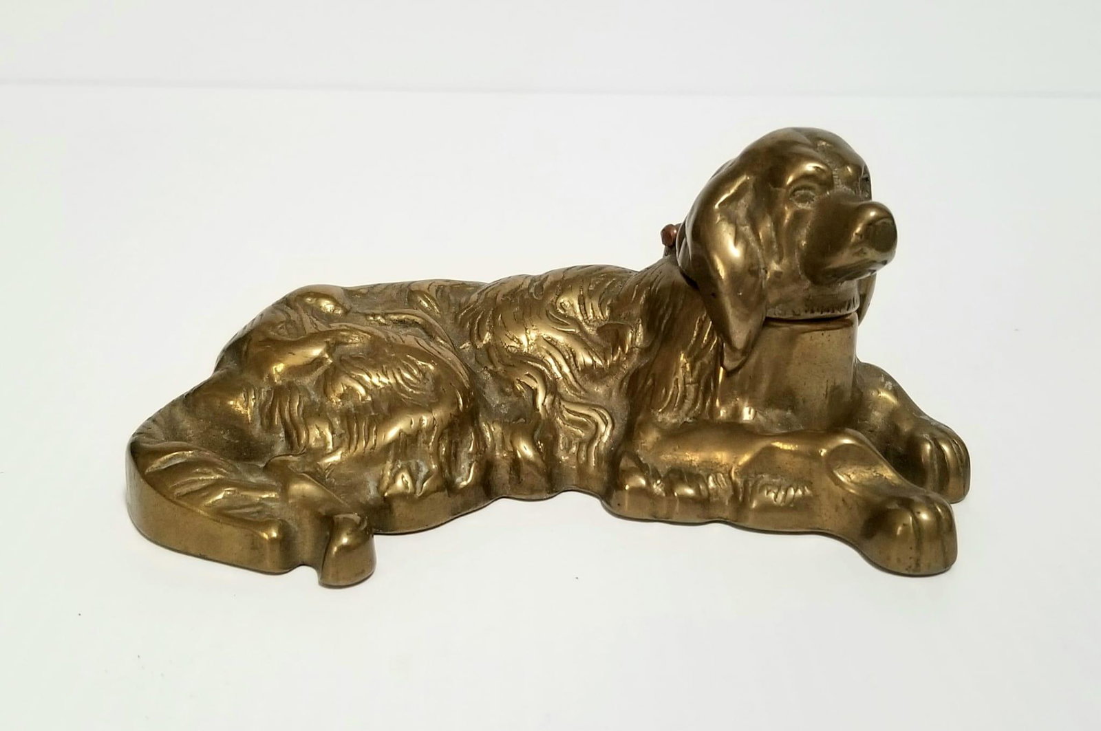 Amazing Brass Dog Box: Beautiful brass dog box, 5 x 3 1/2 x 2 1/8 inches.