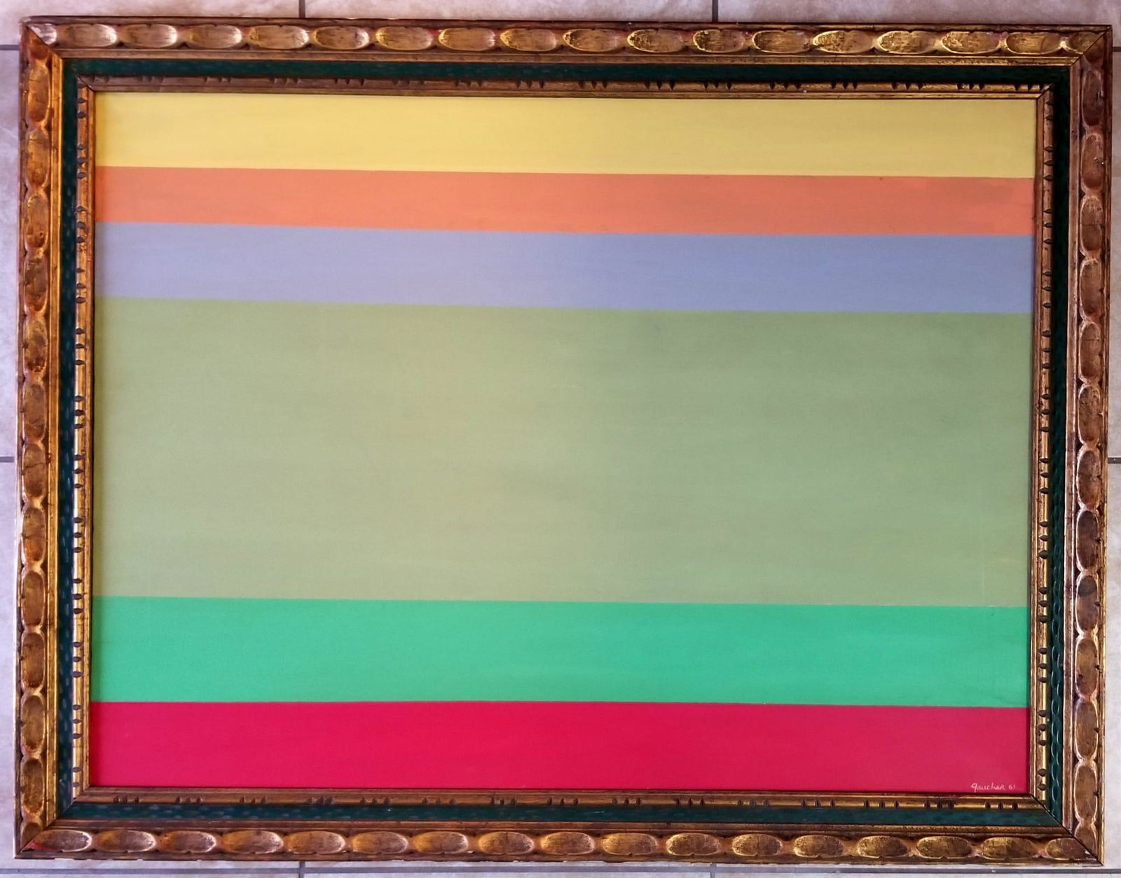 Amazing Yves Gaucher Oil Canvas: Attributed to Yves Gaucher, it does not have a COA. Medium: oil canvas. 46 x 35.5 inches. Provenance: private owner. Biography: 1934 - 2000. Yves Gaucher is considered to be one of the most important