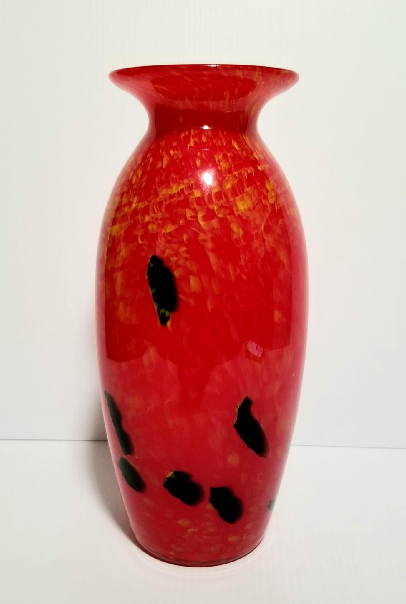Amazing Murano Red & Black Gold Inside Vase (1 of 6)