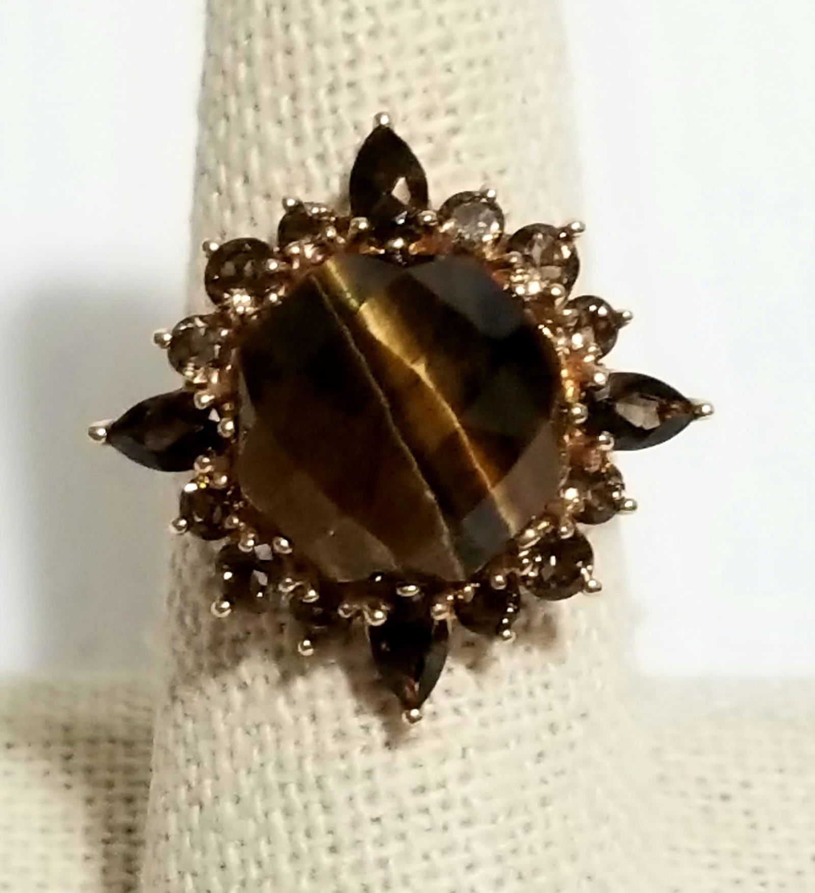 Amazing 14KT Tiger Eyes Smoky Quartz Ring (1 of 7)