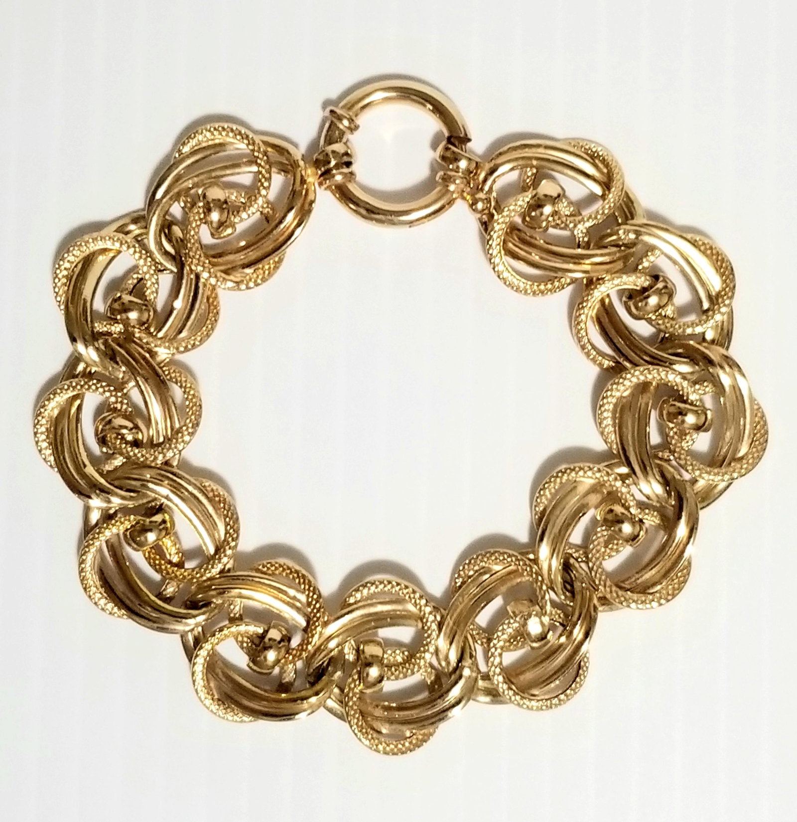 AMAZING VINTAGE OT BYZANTINE 925 BRACELET: Nice 925 sterling silver, vintage, OT Byzantine, vermeil bracelet, 8 inches long x 1 inch, 16.4 grams.