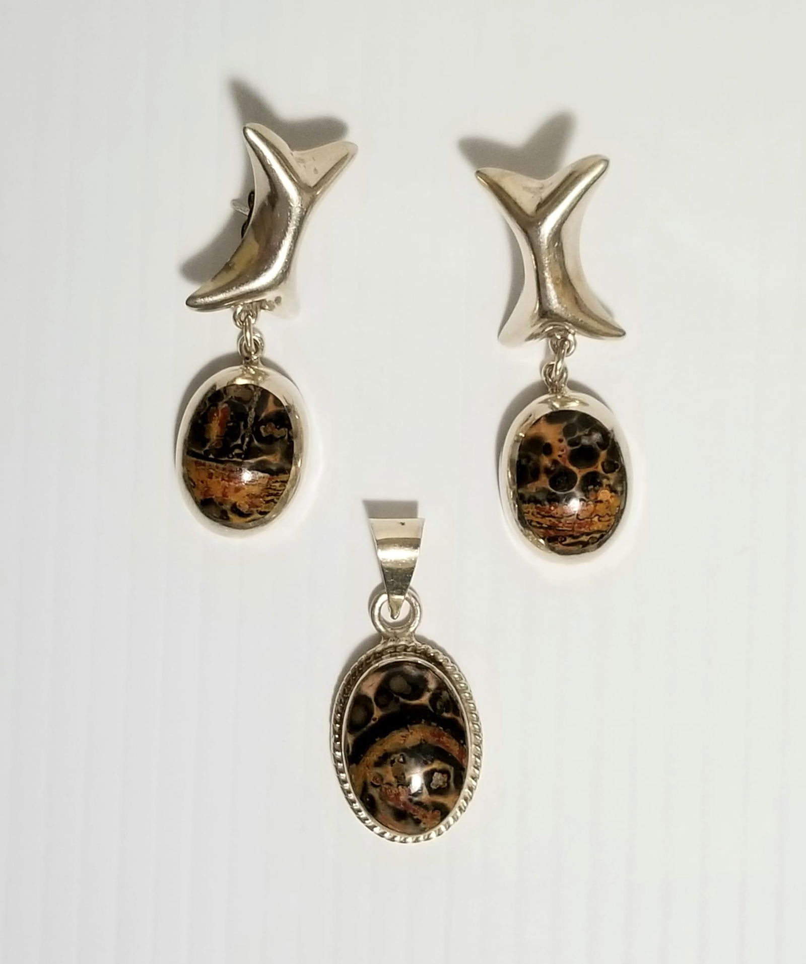 Amazing 925 Taxco Black & Brown Stone Set (1 of 9)