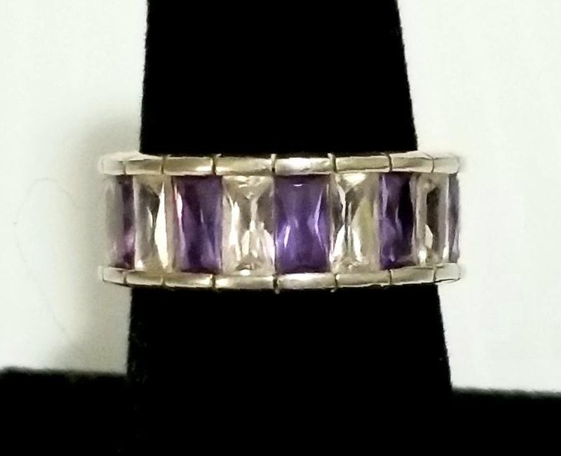Amazing 925 Sterling ZC Amethyst Clear Ring (1 of 4)