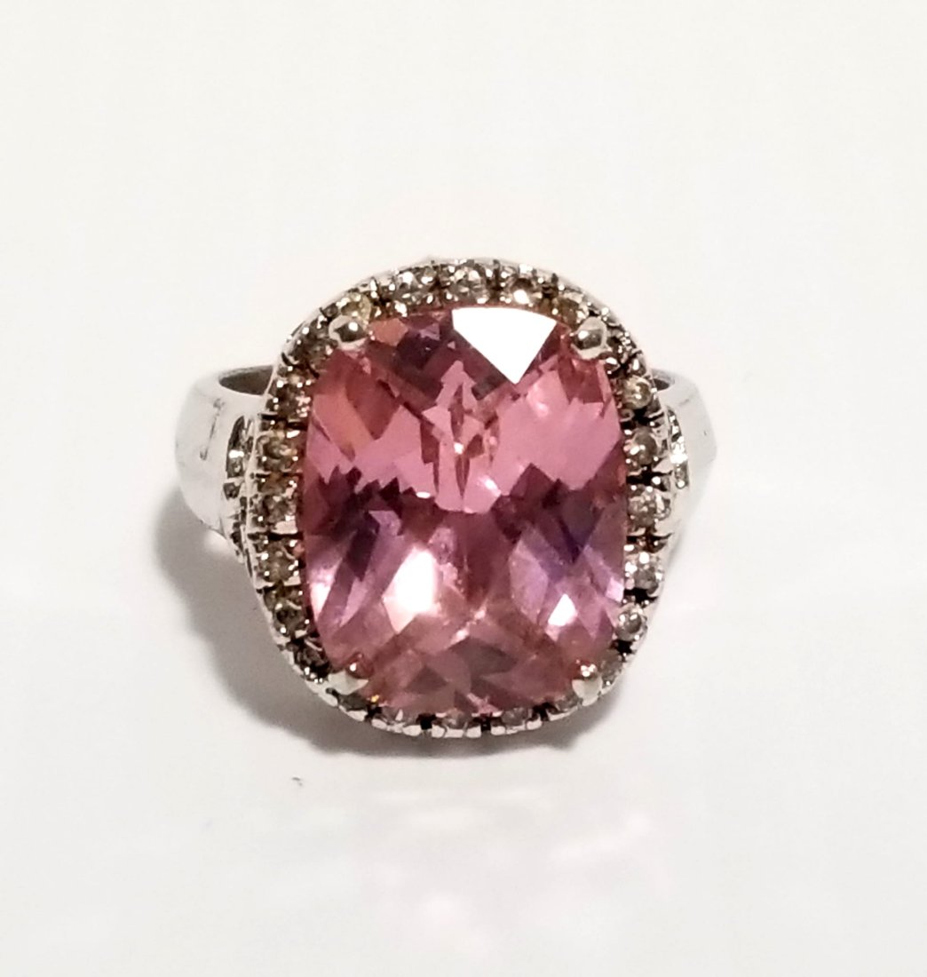 Amazing 925 Sterling Pink Faceted Stone Ring (1 of 5)