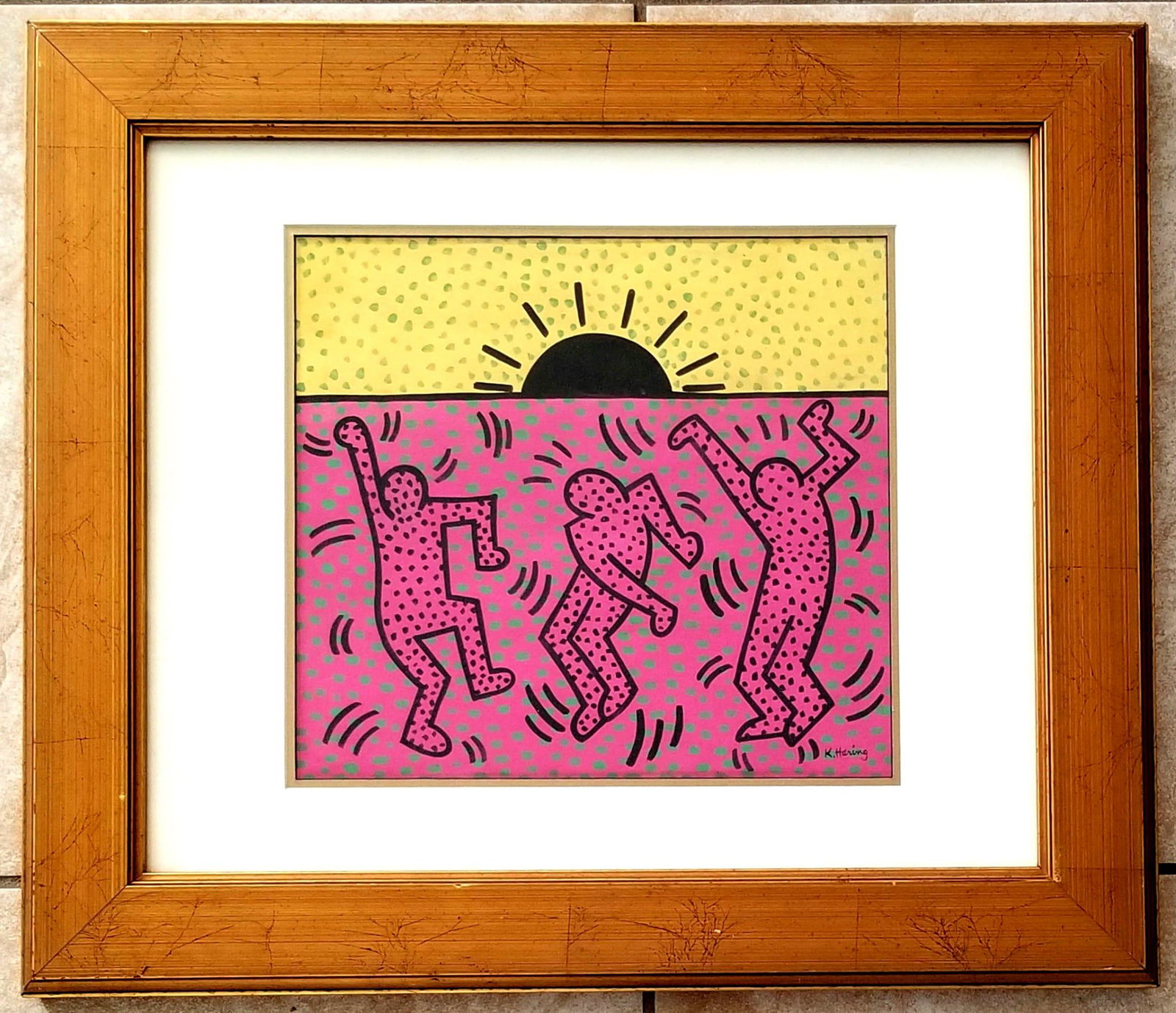 Amazing Keith Haring Mixed Media Paper Drawing (1 of 2)