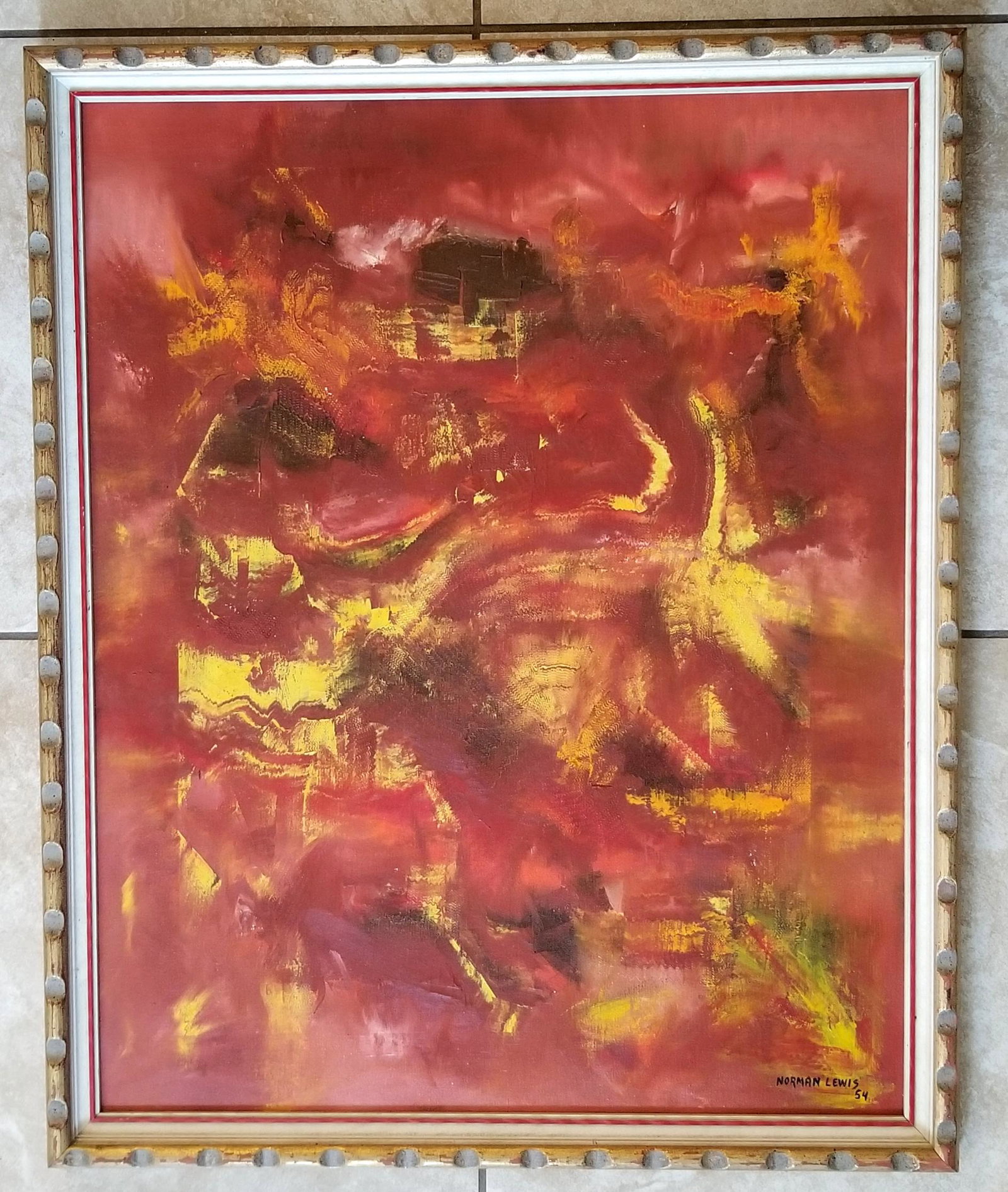 Norman Wilfred Lewis 1954 Oil Canvas: Attributed to Norman Wilfred Lewis, it does not have a COA. Medium: oil canvas, 33 x 27 inches. Provenance: private owner. Biography: 1909 - 1979. Norman Lewis was born in New York City and studied wi