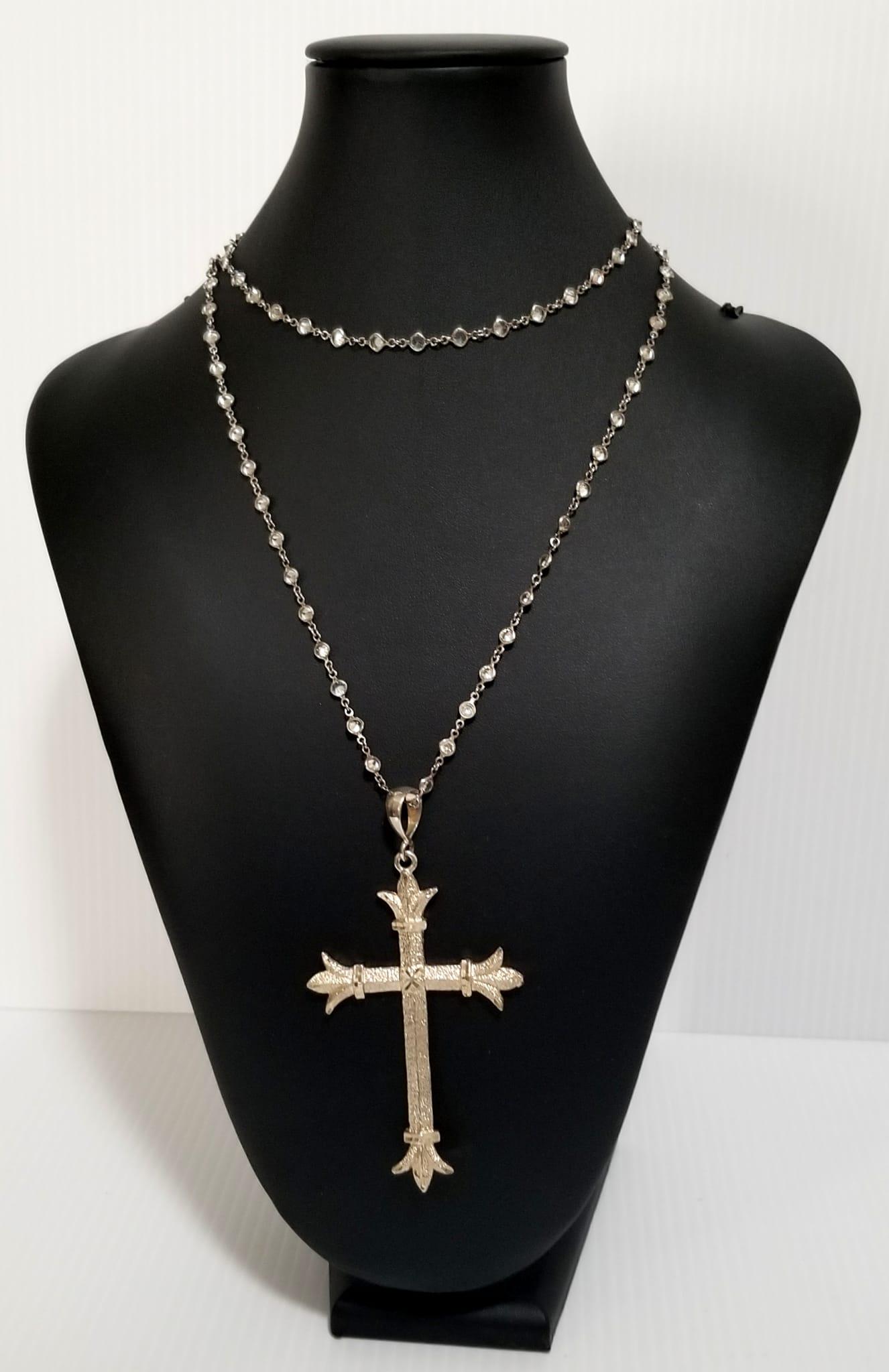 Amazing 925 Sterling Clear Zirconia Cross Necklace (1 of 7)