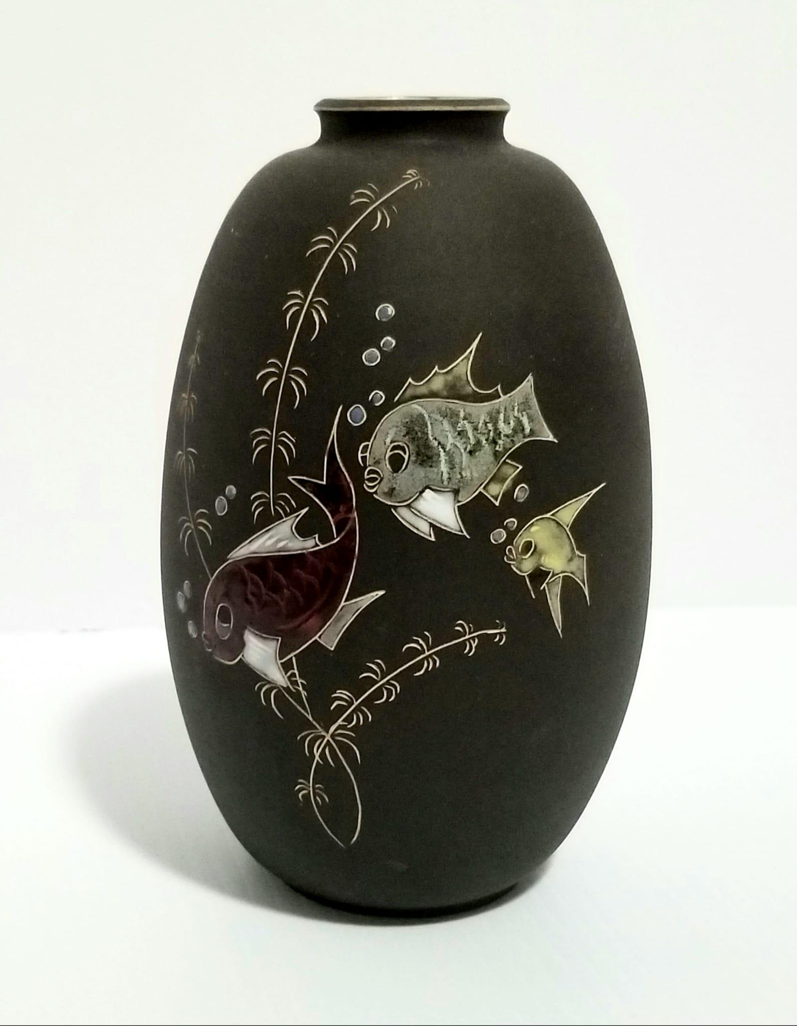 Amazing Rare Fish Design Enamel Vase (1 of 4)