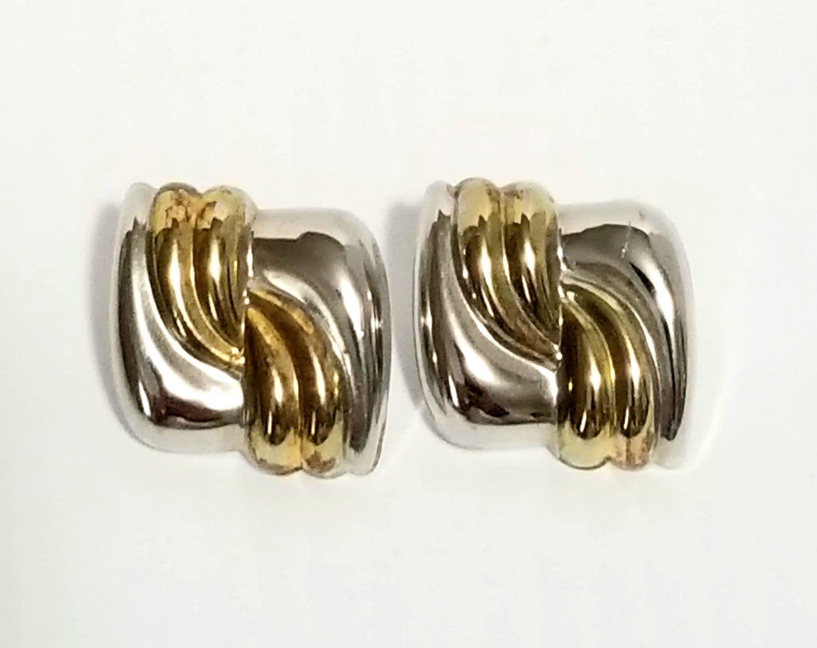 Amazing Art Deco Sterling Two Tone Earrings (1 of 5)