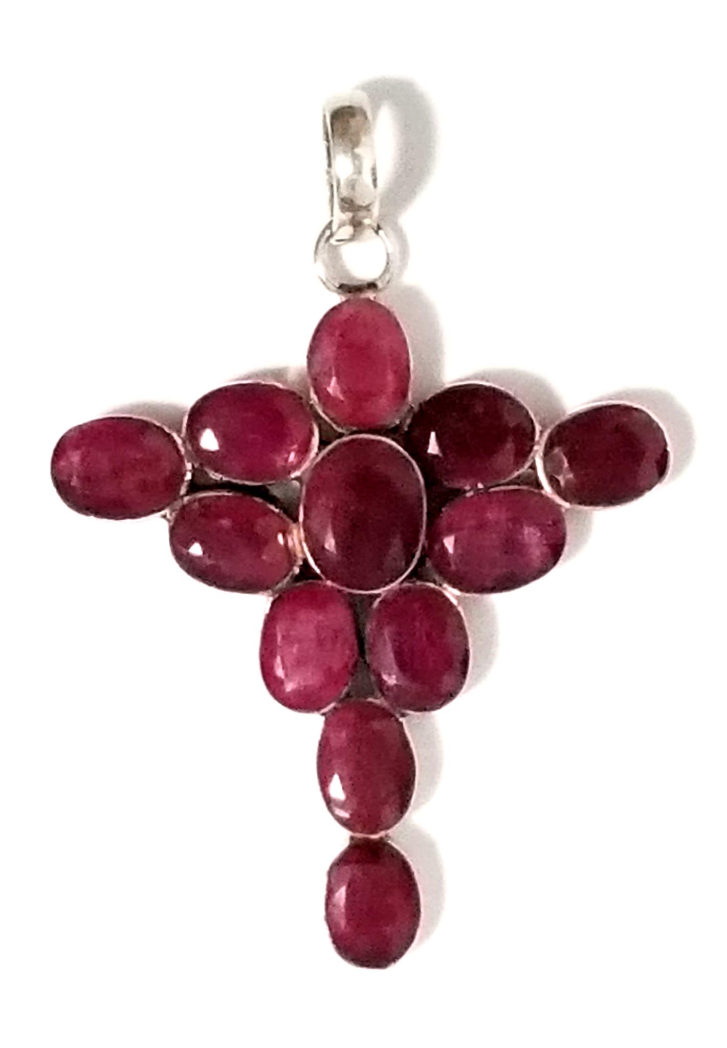Amazing 925 Sterling Ruby Cross Pendant (1 of 5)