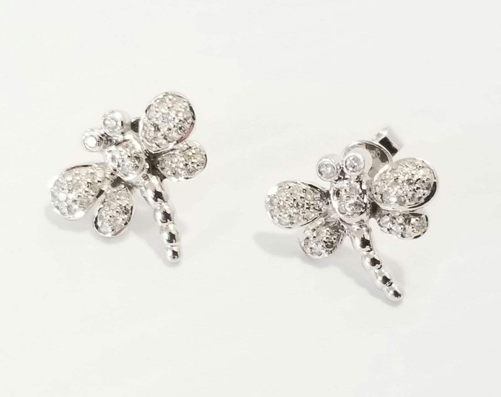 Amazing 14KT Gold Diamond Dragonfly Earrings (1 of 7)