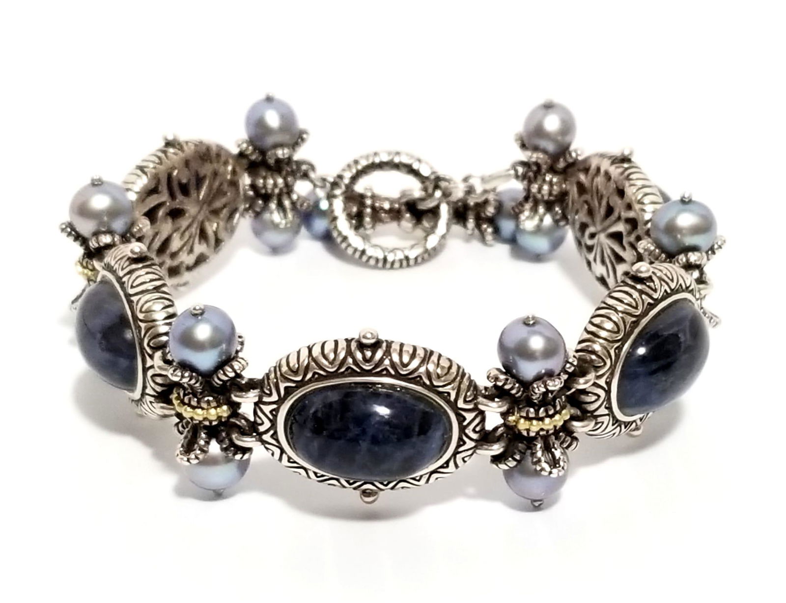 Amazing 925 18KT Black Pearls Stones Bracelet (1 of 6)