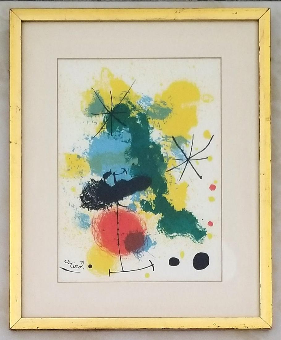 Amazing Joan Miro Original Colored Lithograph: Beautiful vintage Joan Miro signed original colored lithograph. 14 x 11 inches. Provenance: private owner. Biography: 1893 - 1983. Joan Miro was born in Barcelona, Spain on April 20, 1893, the son of 