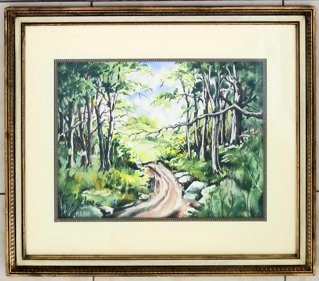 Amazing Marie Hull Watercolor Paper: Amazing Marie Hull watercolor paper, beautiful landscape. 31 x 27 inches. Provenance: private owner. Bioraphy: 1890 - 1980. Painter, sculptor and print maker Marie Atkinson Hull was active in and arou