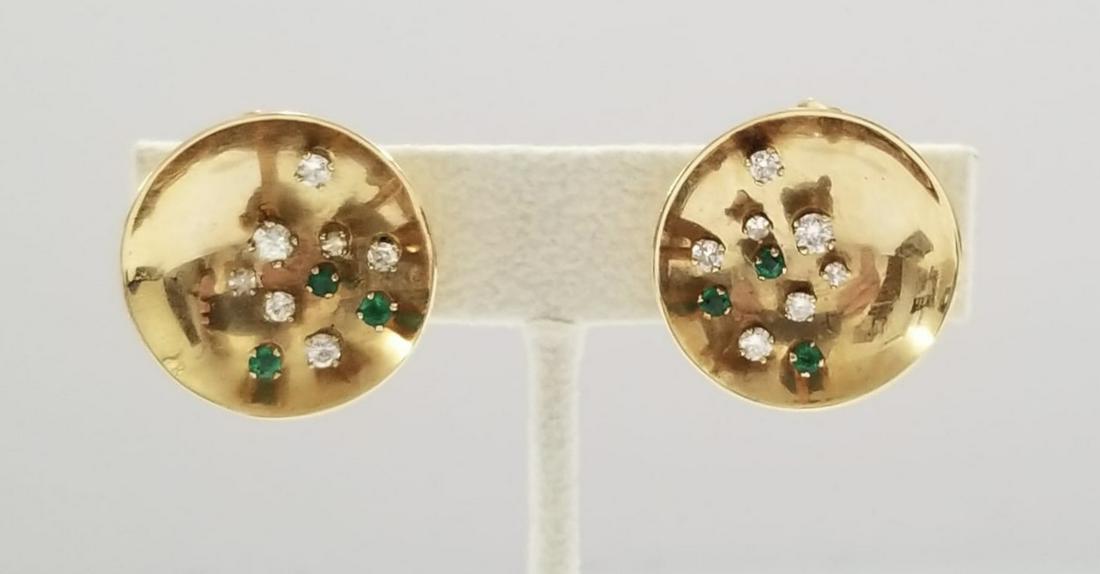 Amazing Vtg 14KT Emerald Diamond Earrings (1 of 6)