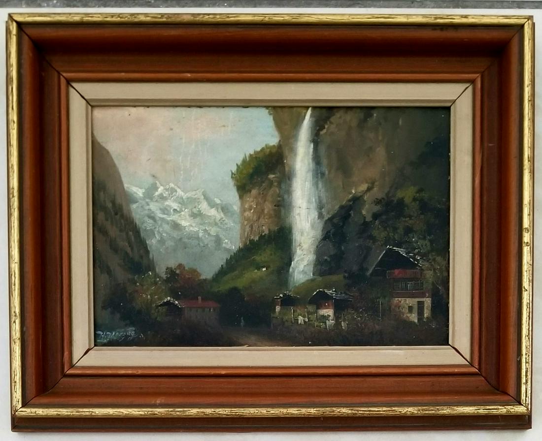 Amazing Hermann Ottomar Herzog Oil Board: Attributed to Hermann Ottomar Herzog, it does not have a COA. Medium: oil board, 12 x 9.5 inches. Provenance: private owner. Biography: 1832 - 1932. A centenarian, Hermann Herzog was known for his lan