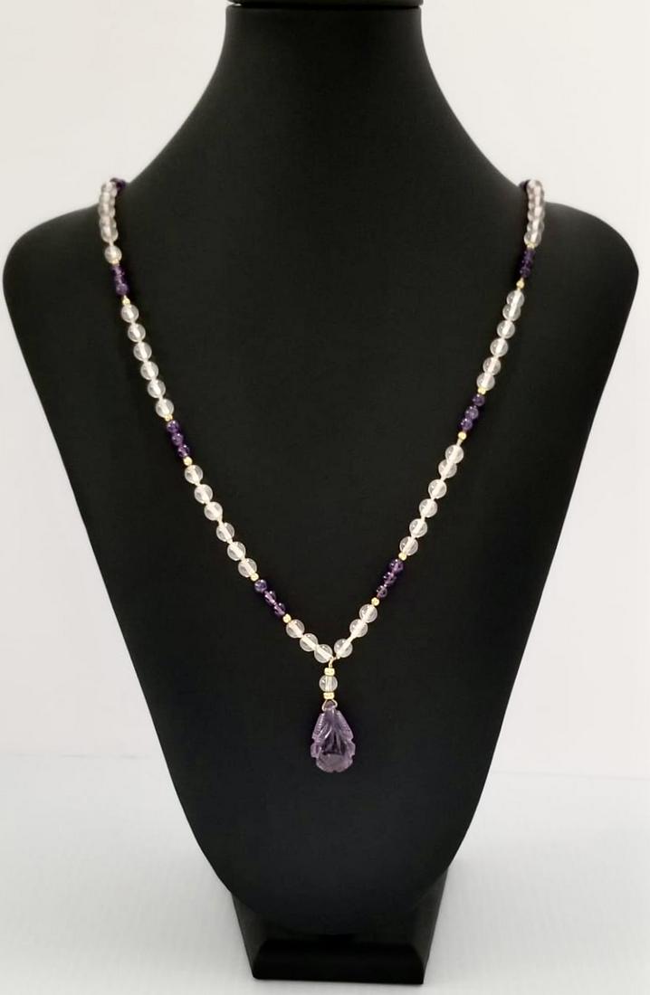 Amazing Vtg 18KT Gold Natural Amethyst Necklace (1 of 11)
