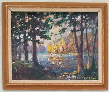 Amazing Theodore Clement Steele Oil Board: Attributed to Theodore Clement Steele, it does not have a COA. Medium: oil board. 11.5 x 9.5 inches. Provenance: private owner. Biography: 1847 - 1926. One of the most outspoken proponents of Impressi