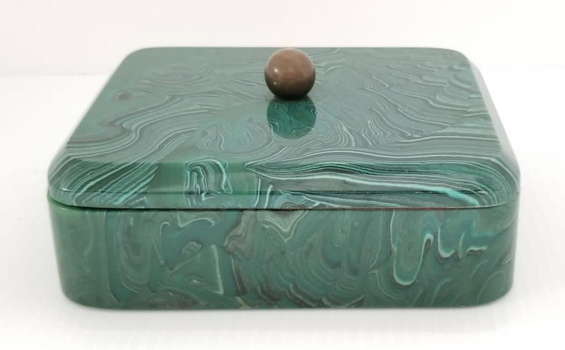 Amazing Vintage malachite Brass Trinket Box (1 of 7)
