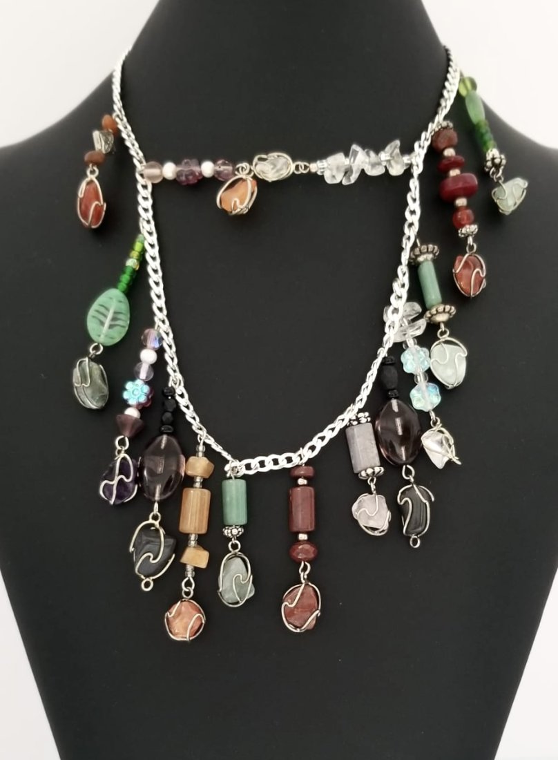 Amazing 925 Sterling Silver Italy Multistone Pendant Necklace (1 of 5)