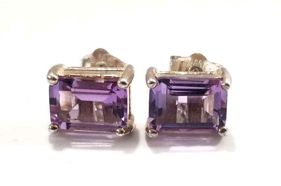 Amazing 925 Sterling Genuine Amethyst Earrings (1 of 6)