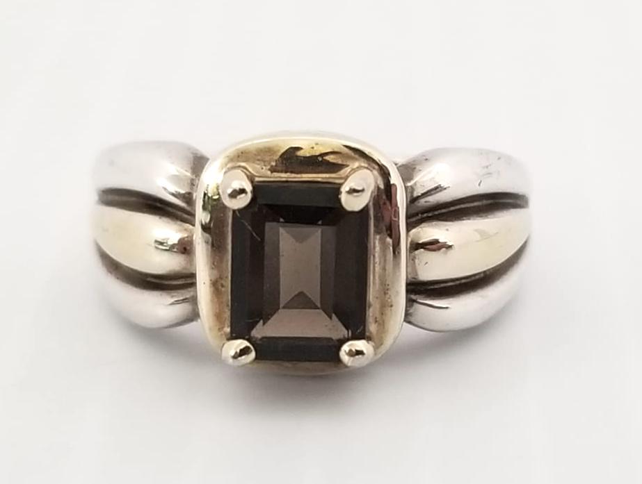 Amazing 925 Sterling Silver & Yellow Brown Stone Ring (1 of 7)