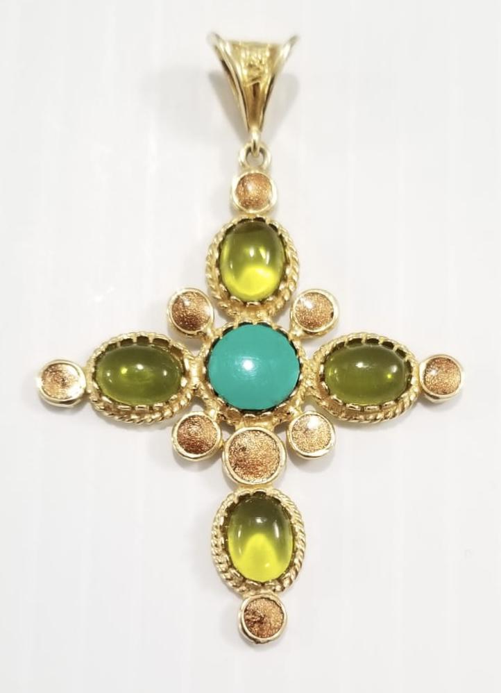 Amazing 925 Gold Tone Sterling Italy Cross Pendant (1 of 5)